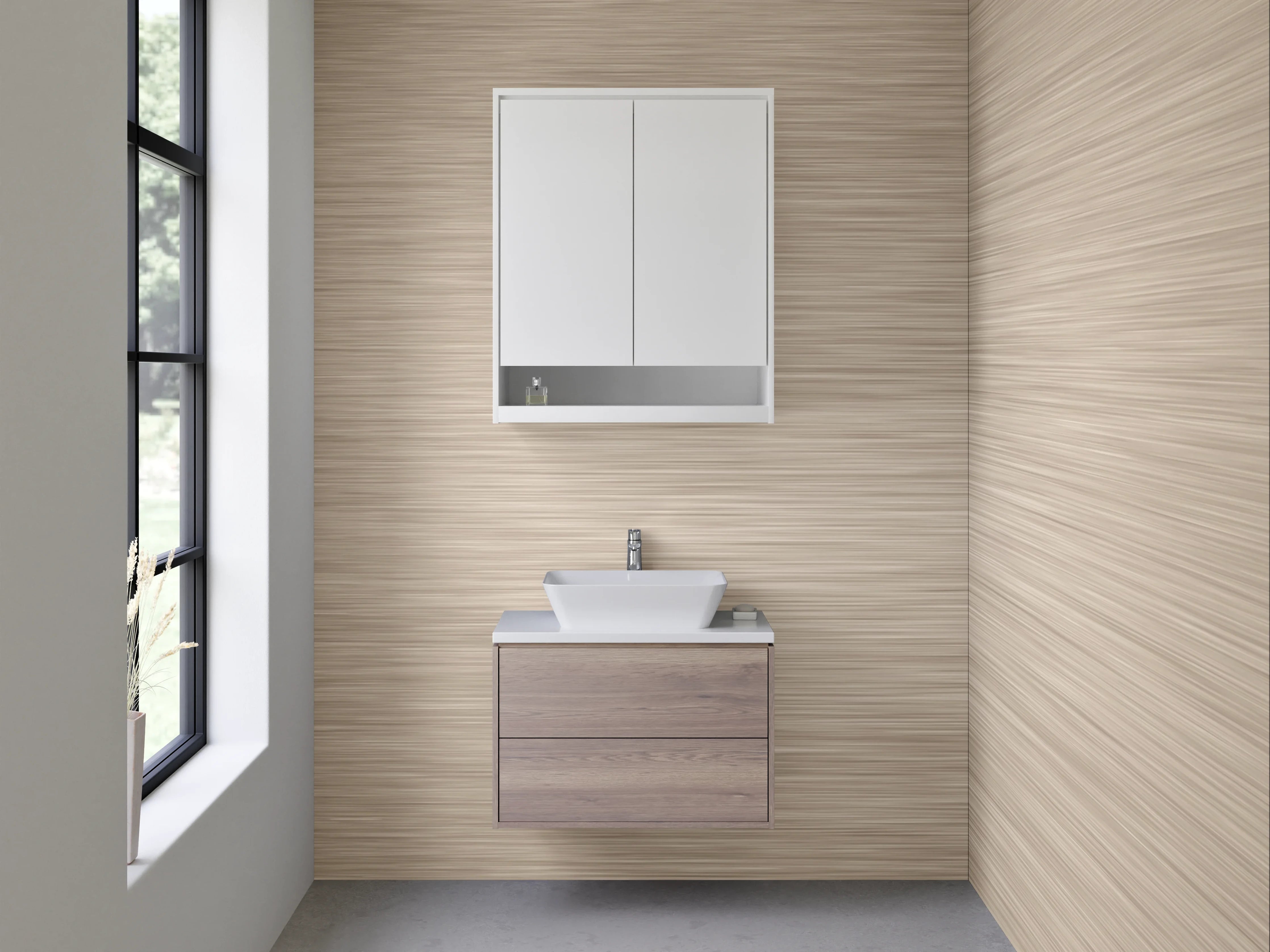 Waschbecken-Rückwand - Beige Struktur-Optik für Rückwände