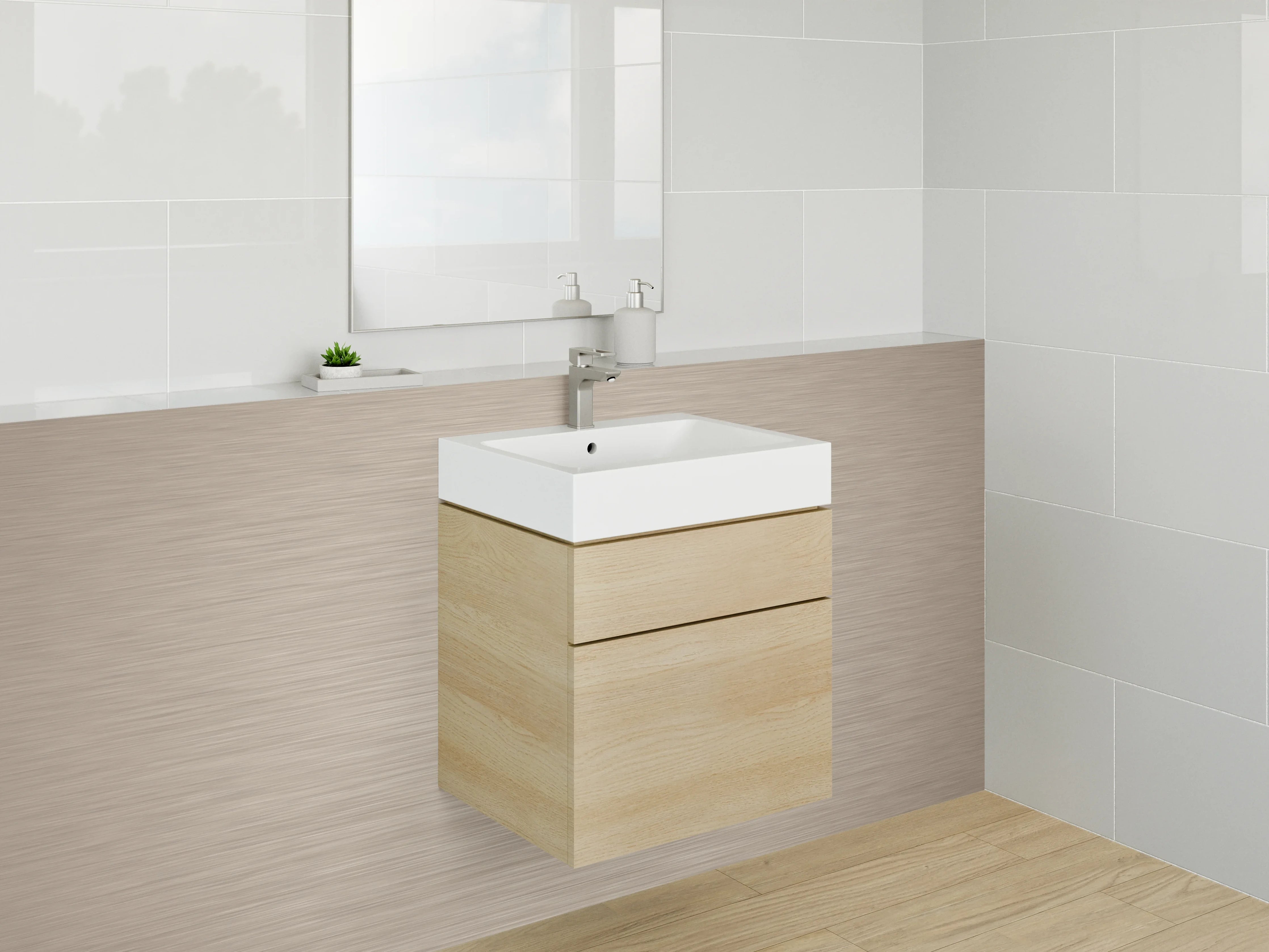 Waschbecken-Rückwand - Beige Struktur-Optik für Rückwände