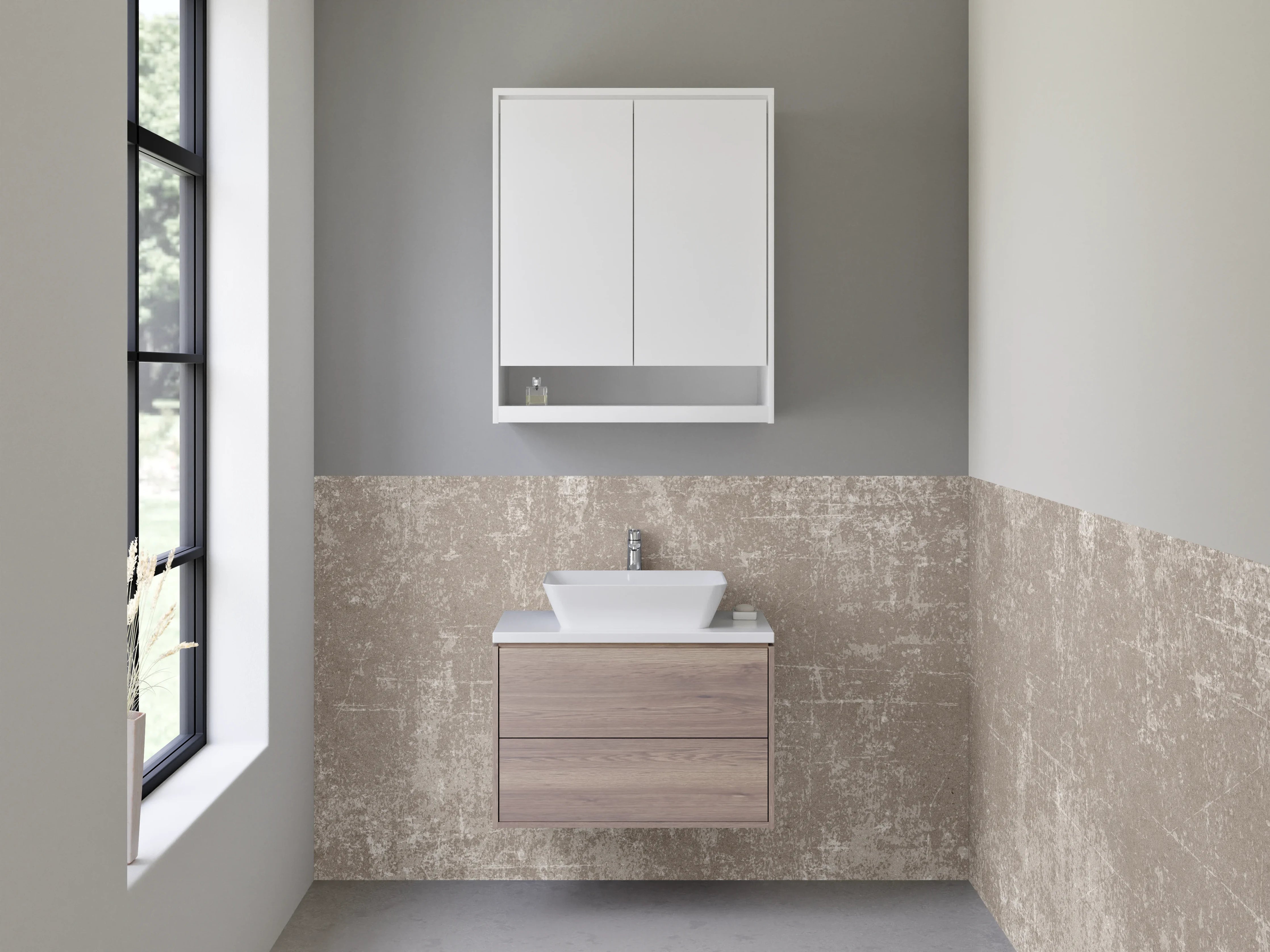 Waschbecken-Rückwand - Beige Textur mit leichter Alterung