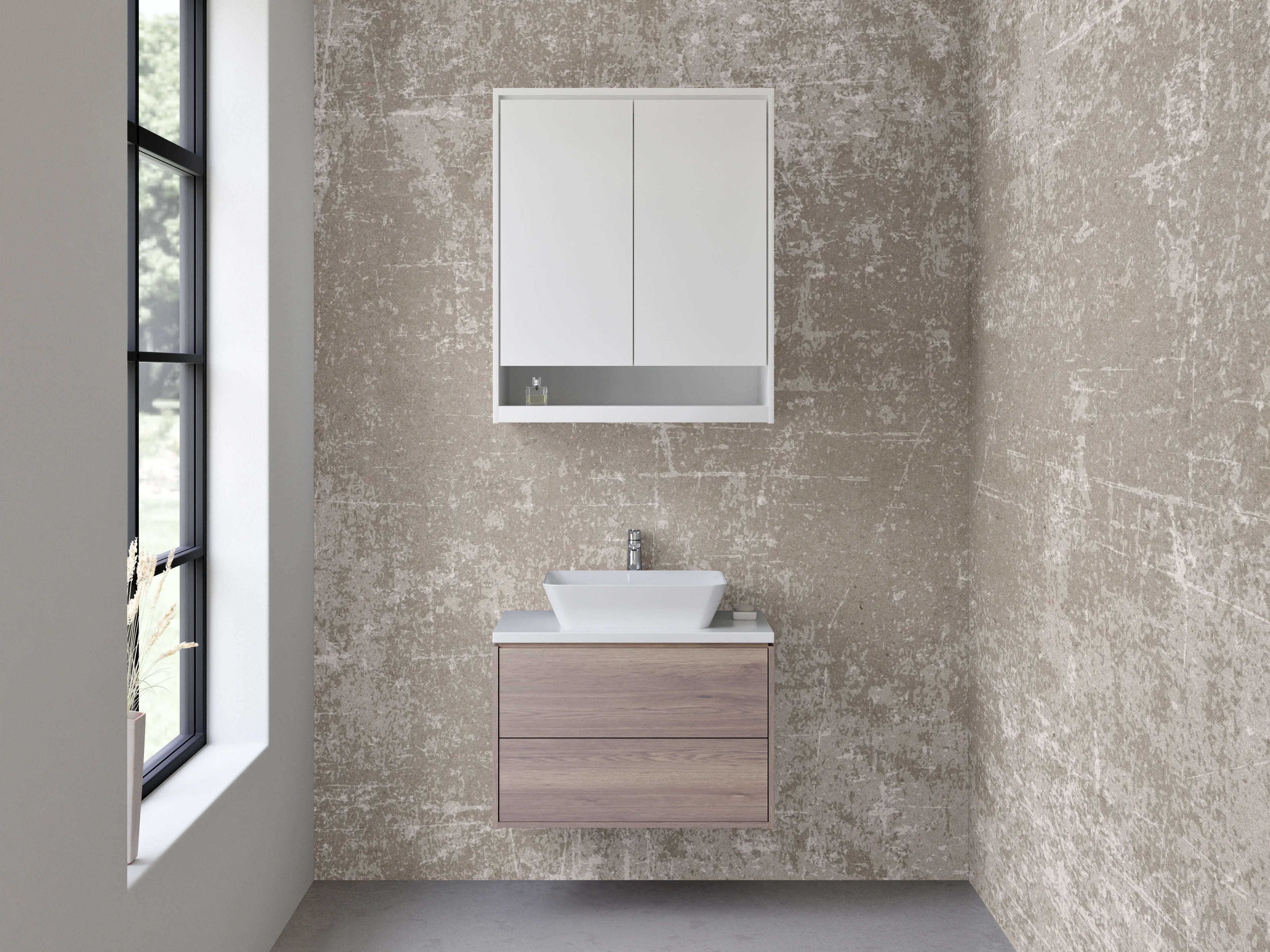 Waschbecken-Rückwand - Beige Textur mit leichter Alterung