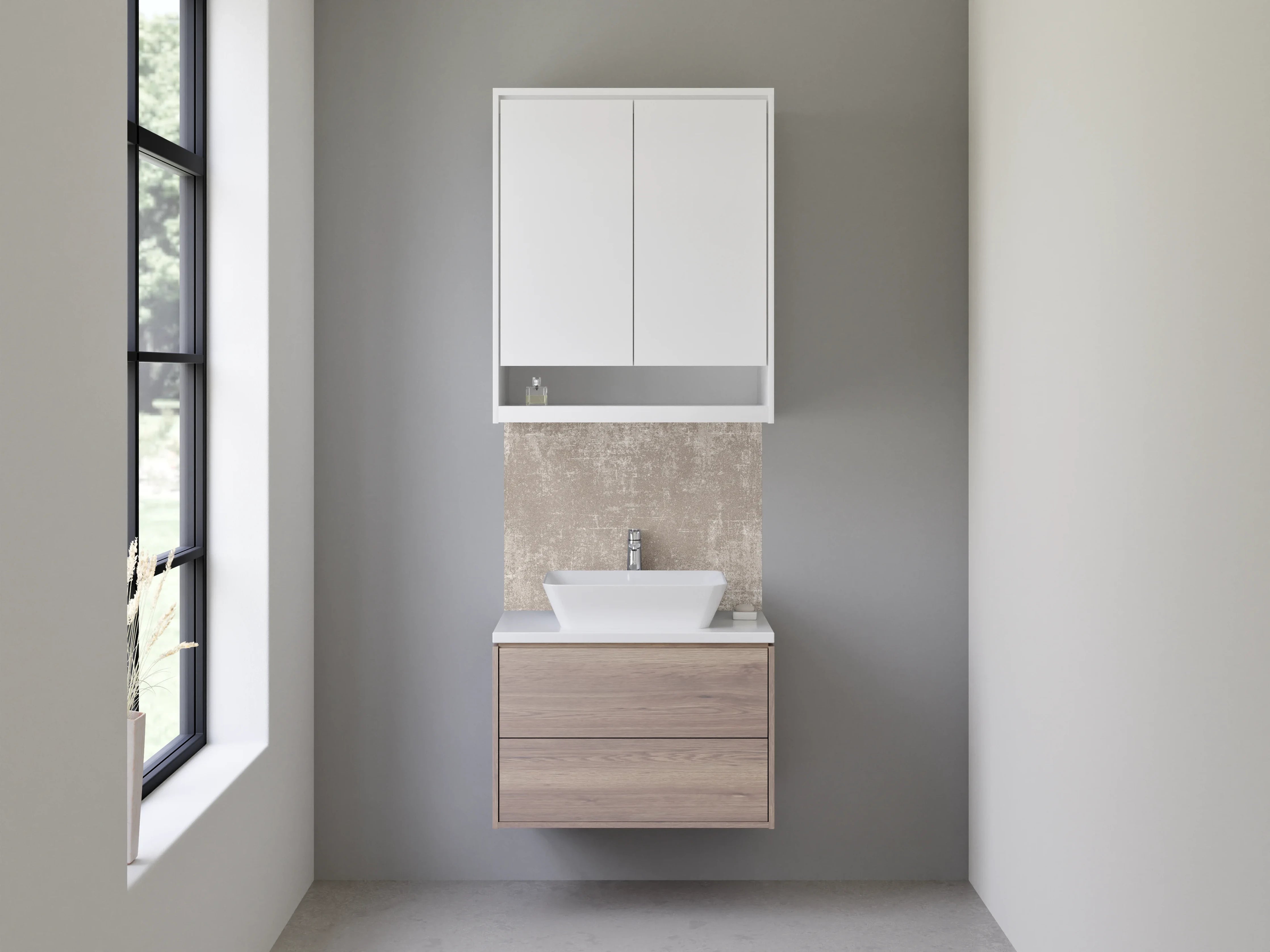 Waschbecken-Rückwand - Beige Textur mit leichter Alterung