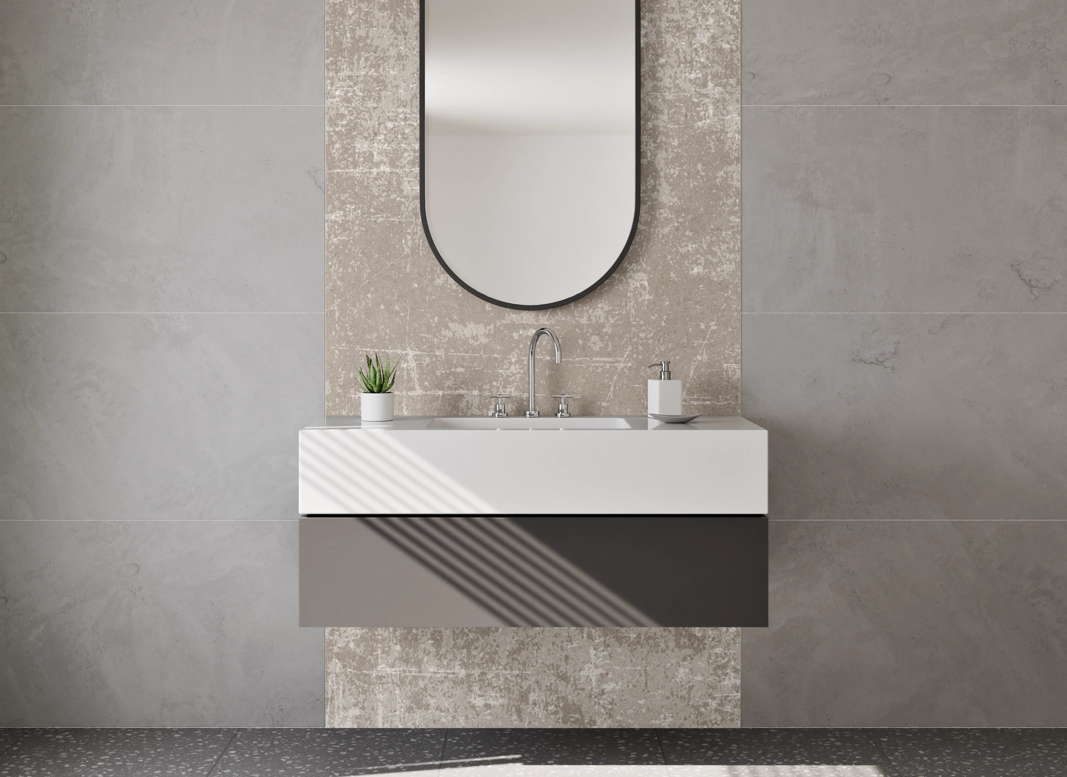 Waschbecken-Rückwand - Beige Textur mit leichter Alterung
