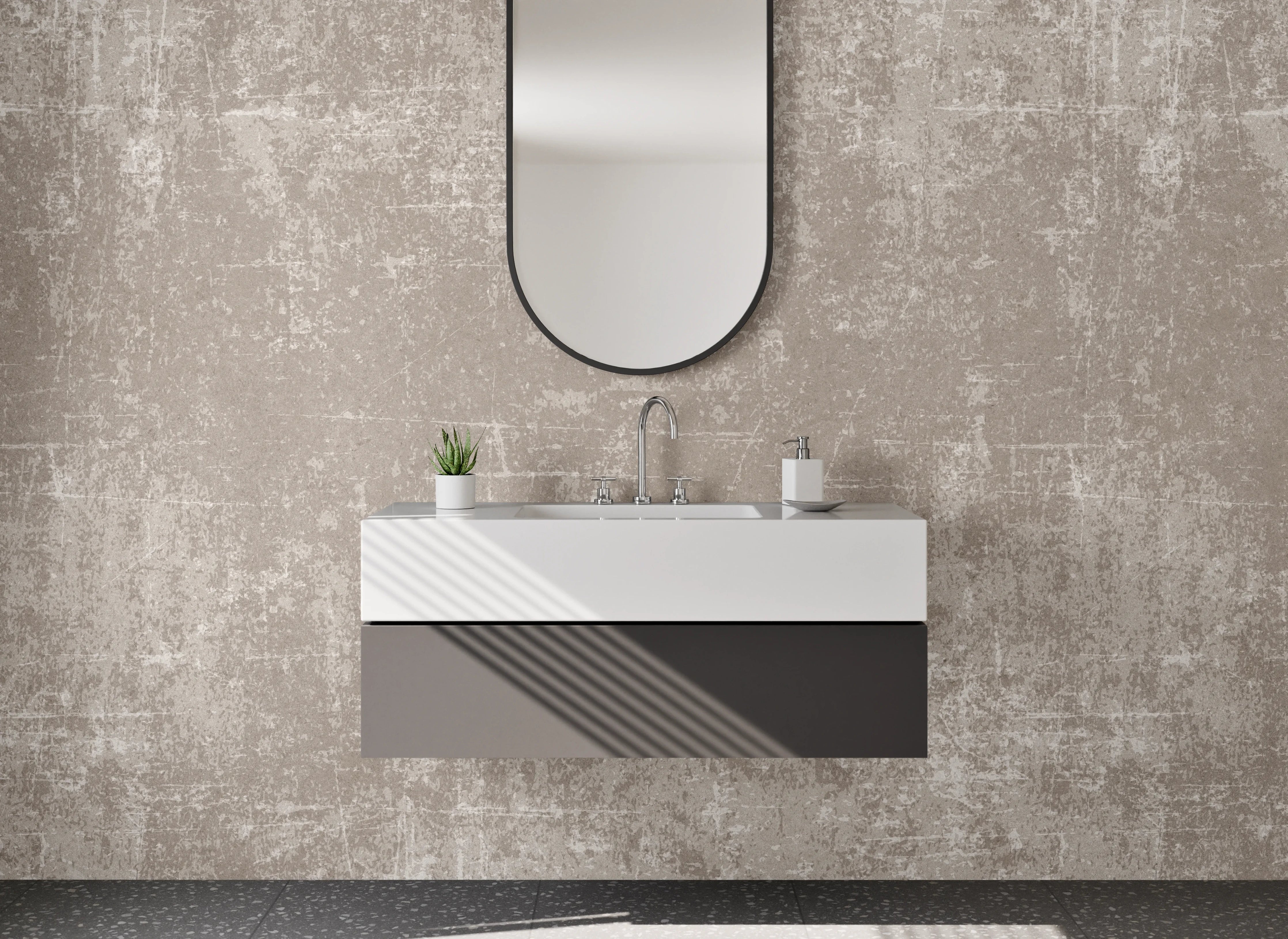 Waschbecken-Rückwand - Beige Textur mit leichter Alterung