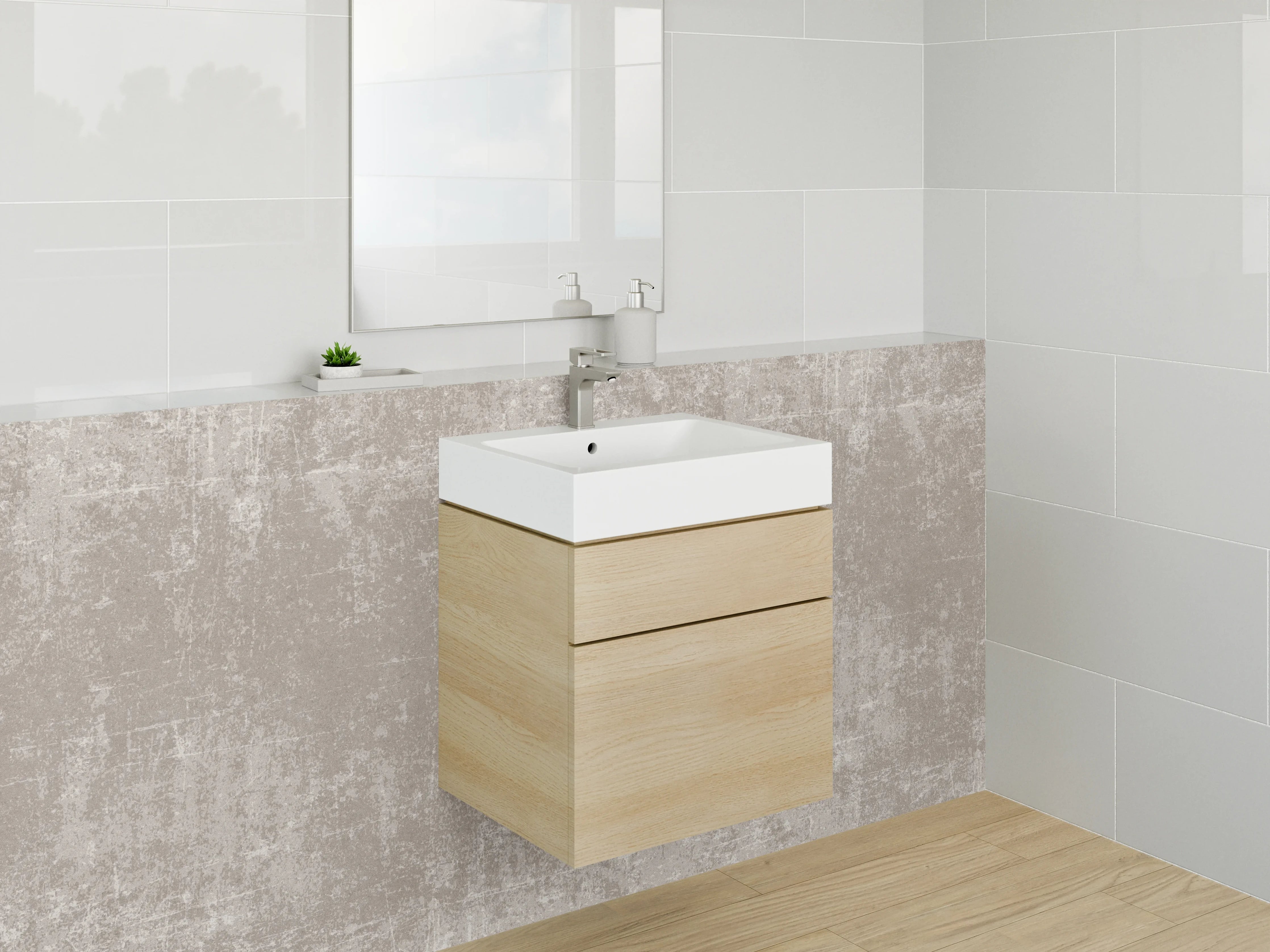 Waschbecken-Rückwand - Beige Textur mit leichter Alterung