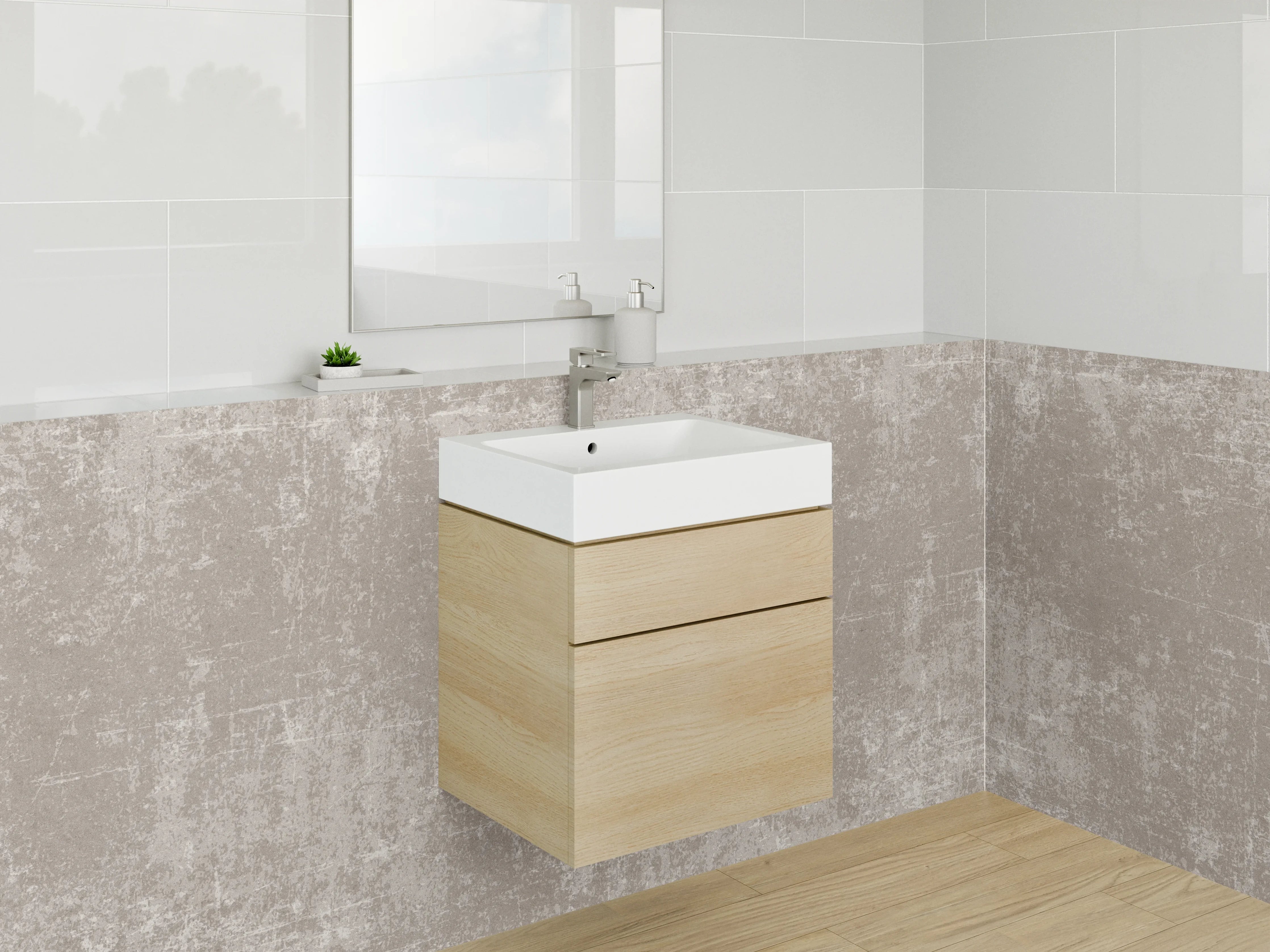 Waschbecken-Rückwand - Beige Textur mit leichter Alterung