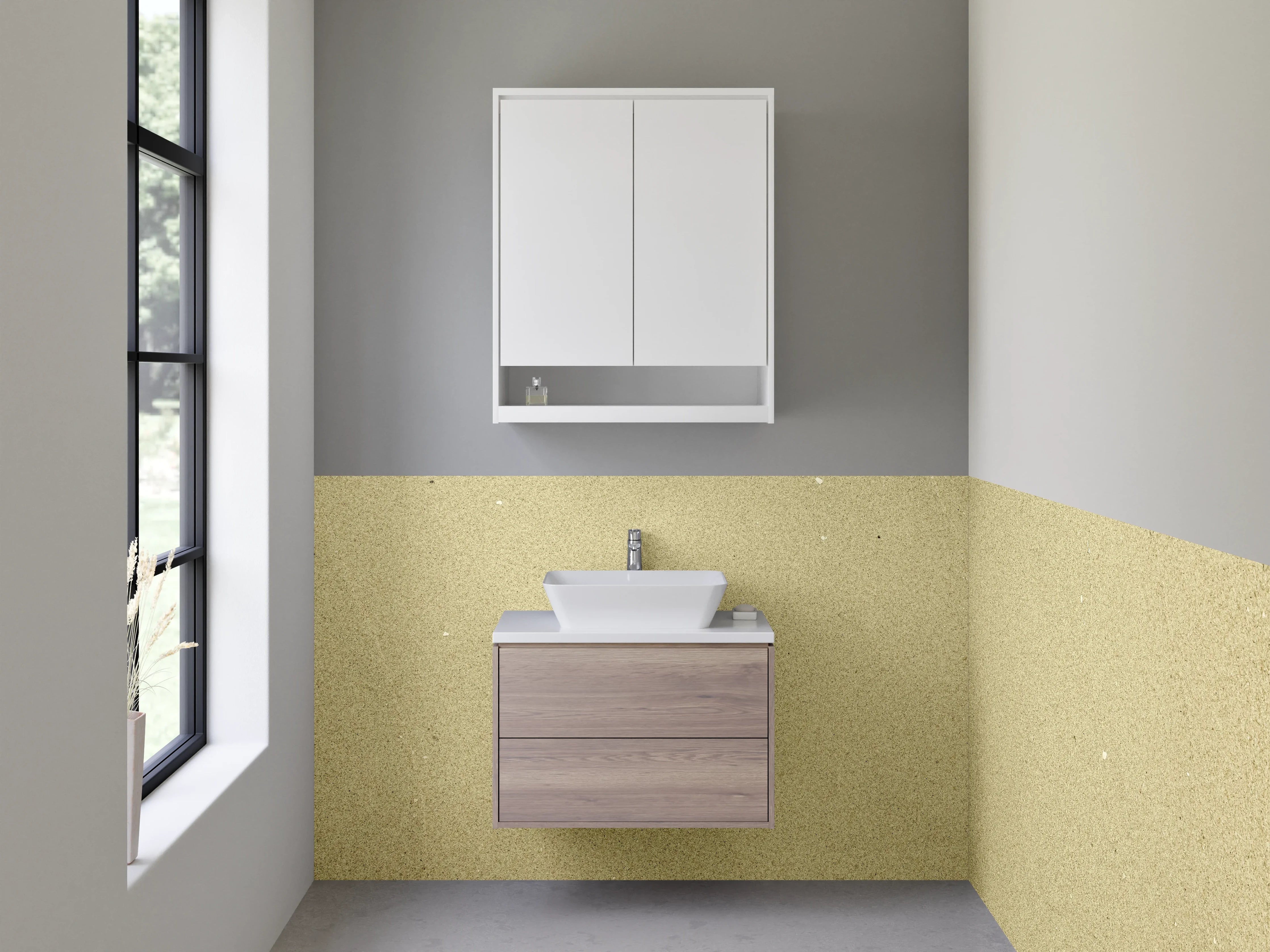 Waschbecken-Rückwand - Beige Textur mit subtilen Farbnuancen