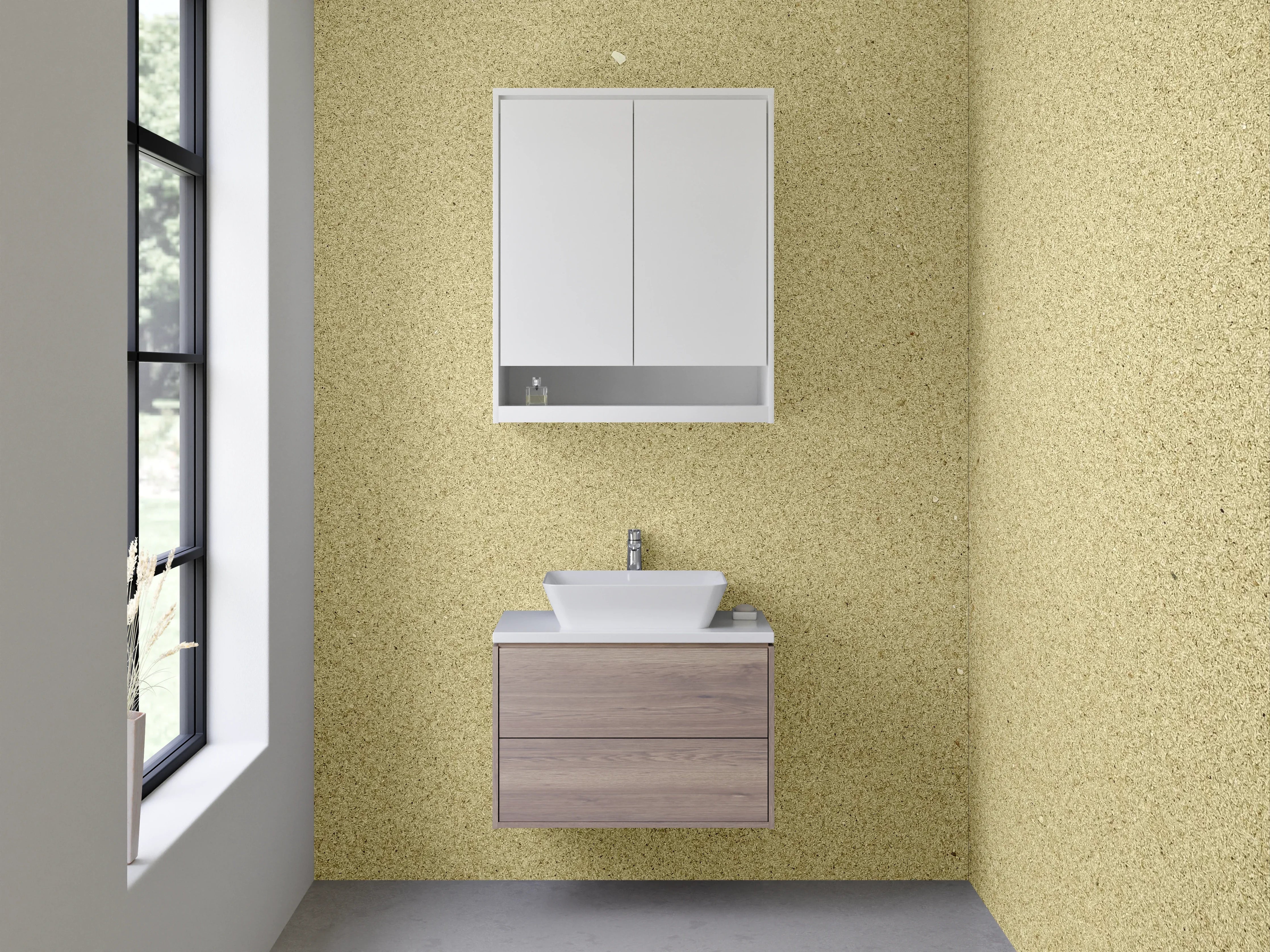 Waschbecken-Rückwand - Beige Textur mit subtilen Farbnuancen