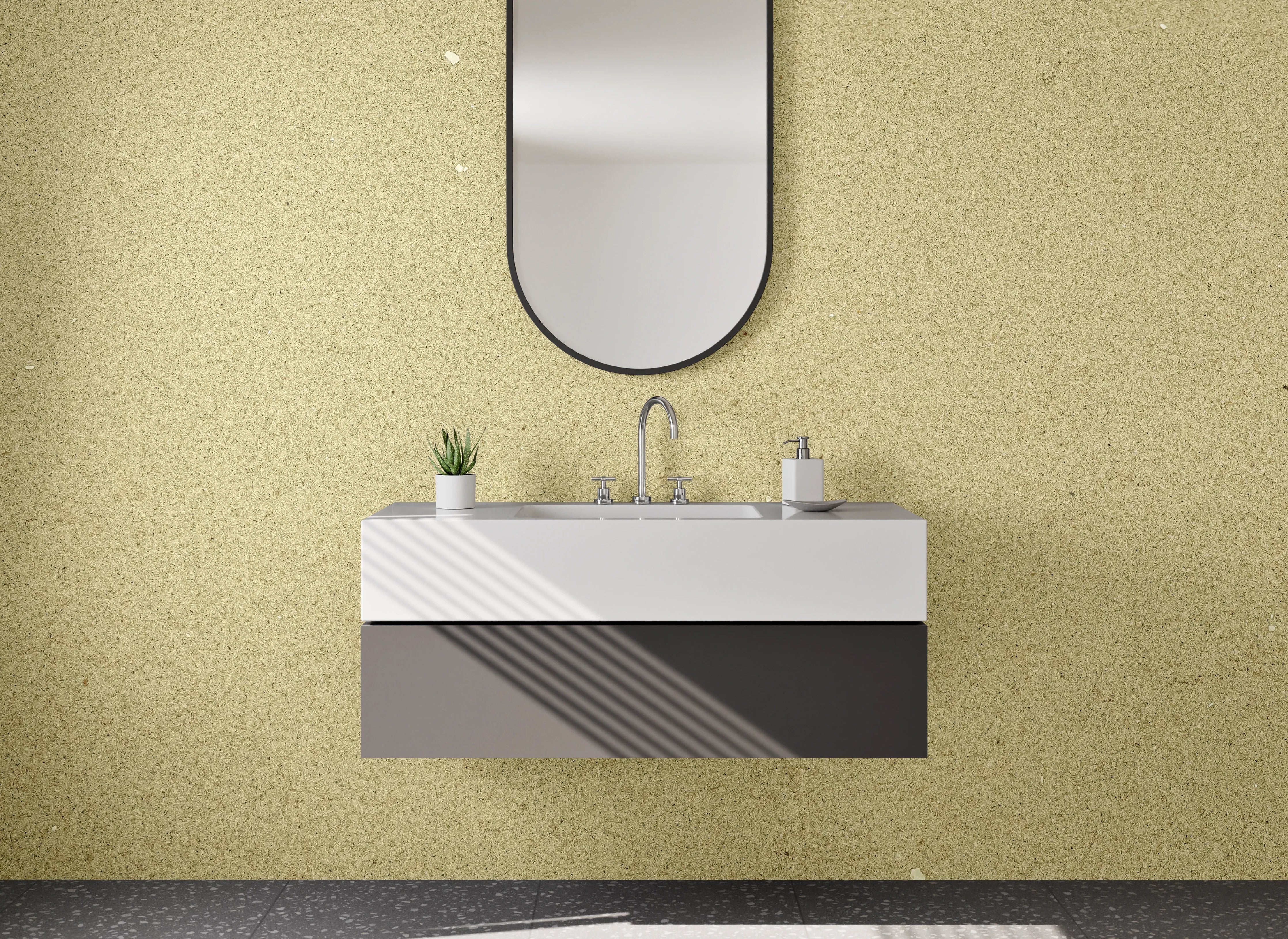 Waschbecken-Rückwand - Beige Textur mit subtilen Farbnuancen