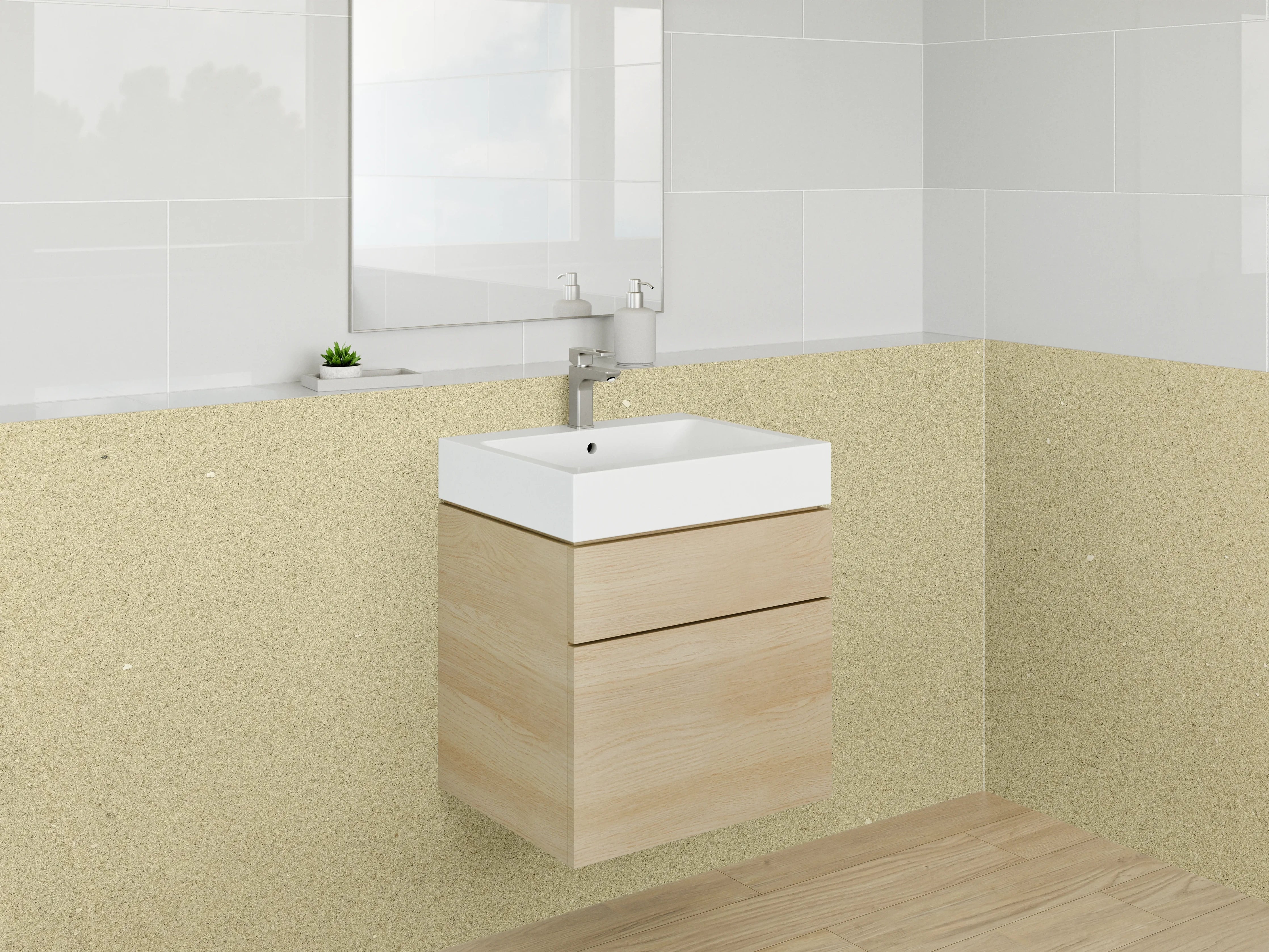 Waschbecken-Rückwand - Beige Textur mit subtilen Farbnuancen