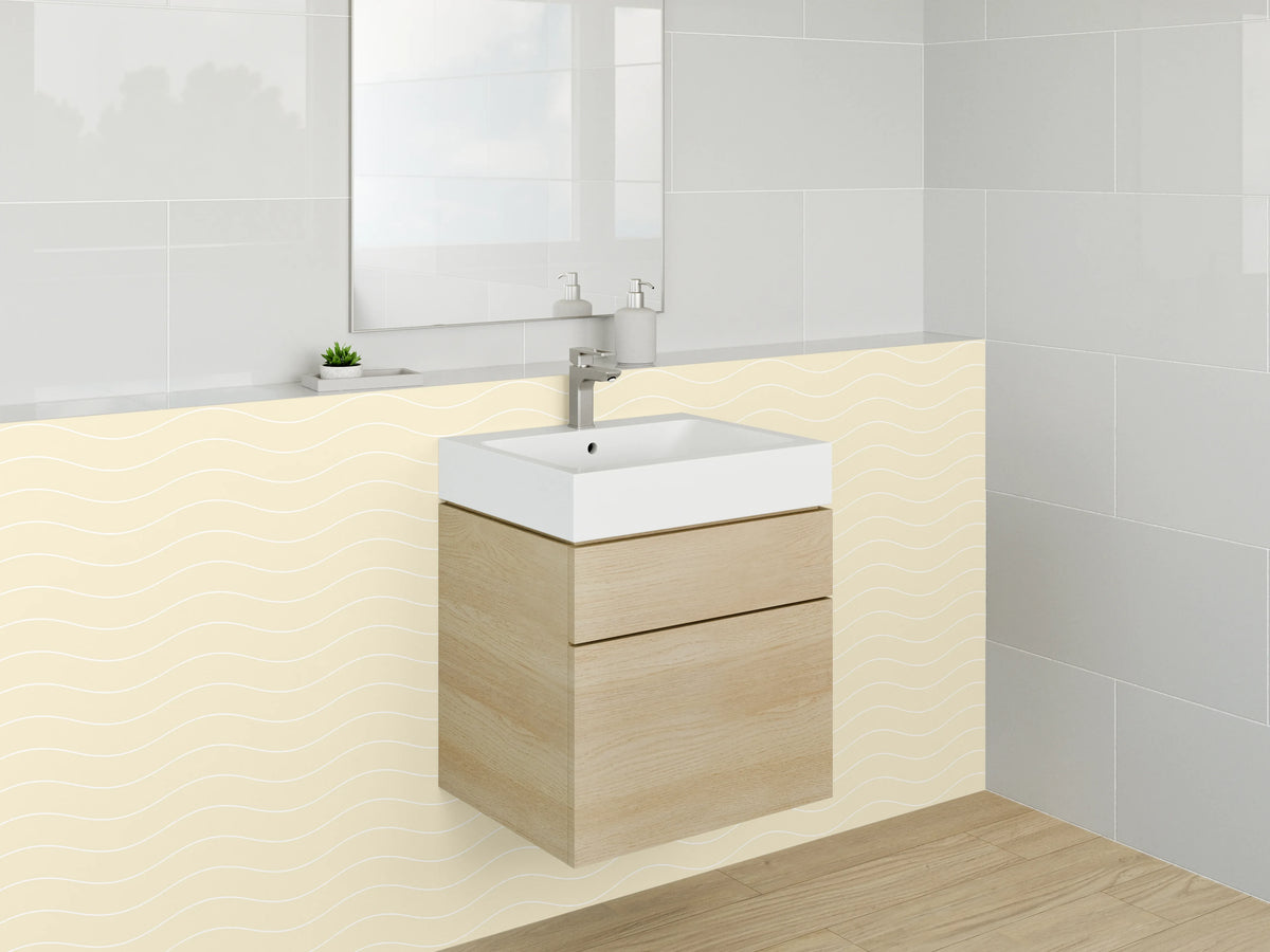 Waschbecken-Rückwand - Beige Wellenmuster Tapete modern