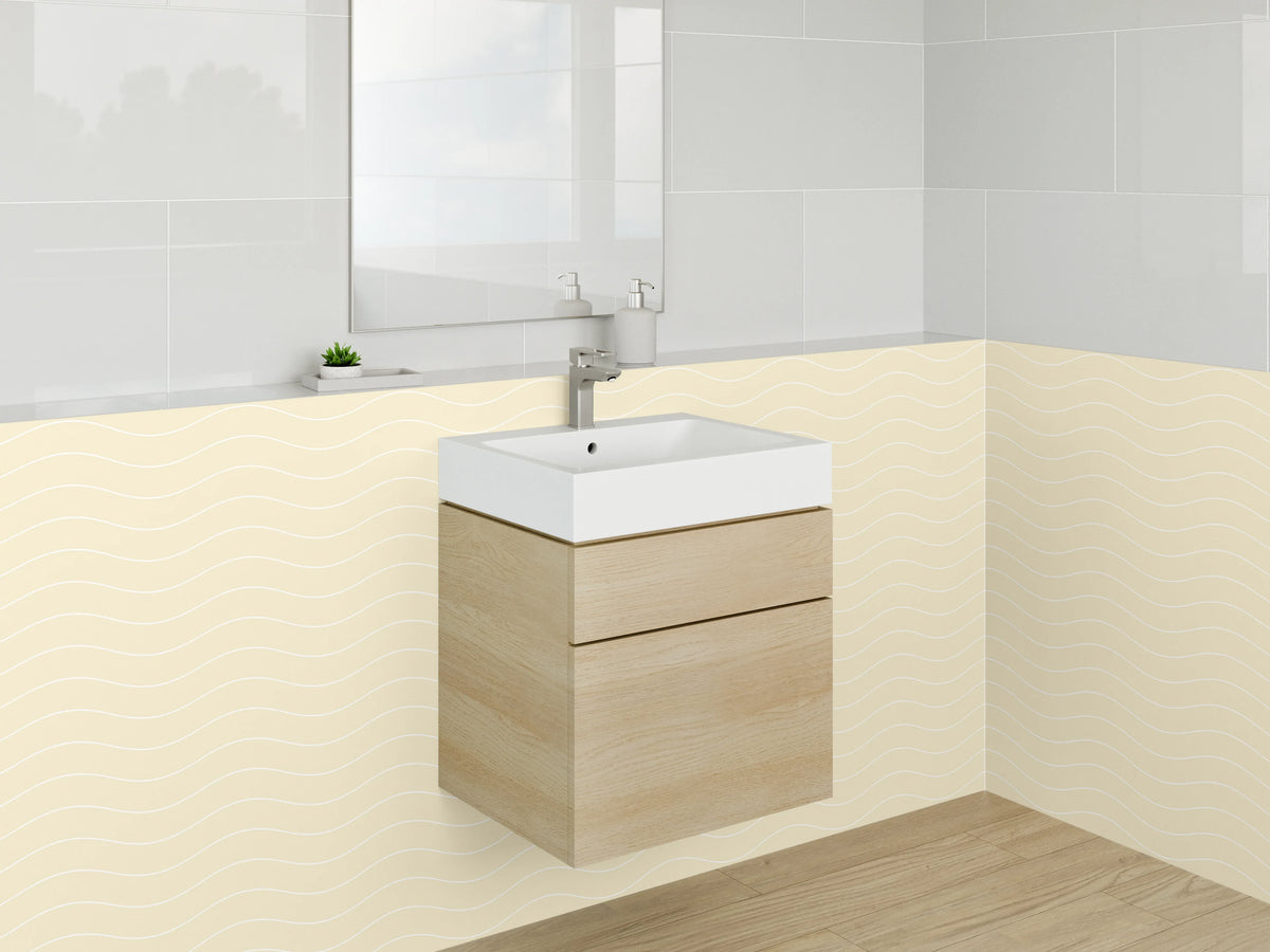 Waschbecken-Rückwand - Beige Wellenmuster Tapete modern