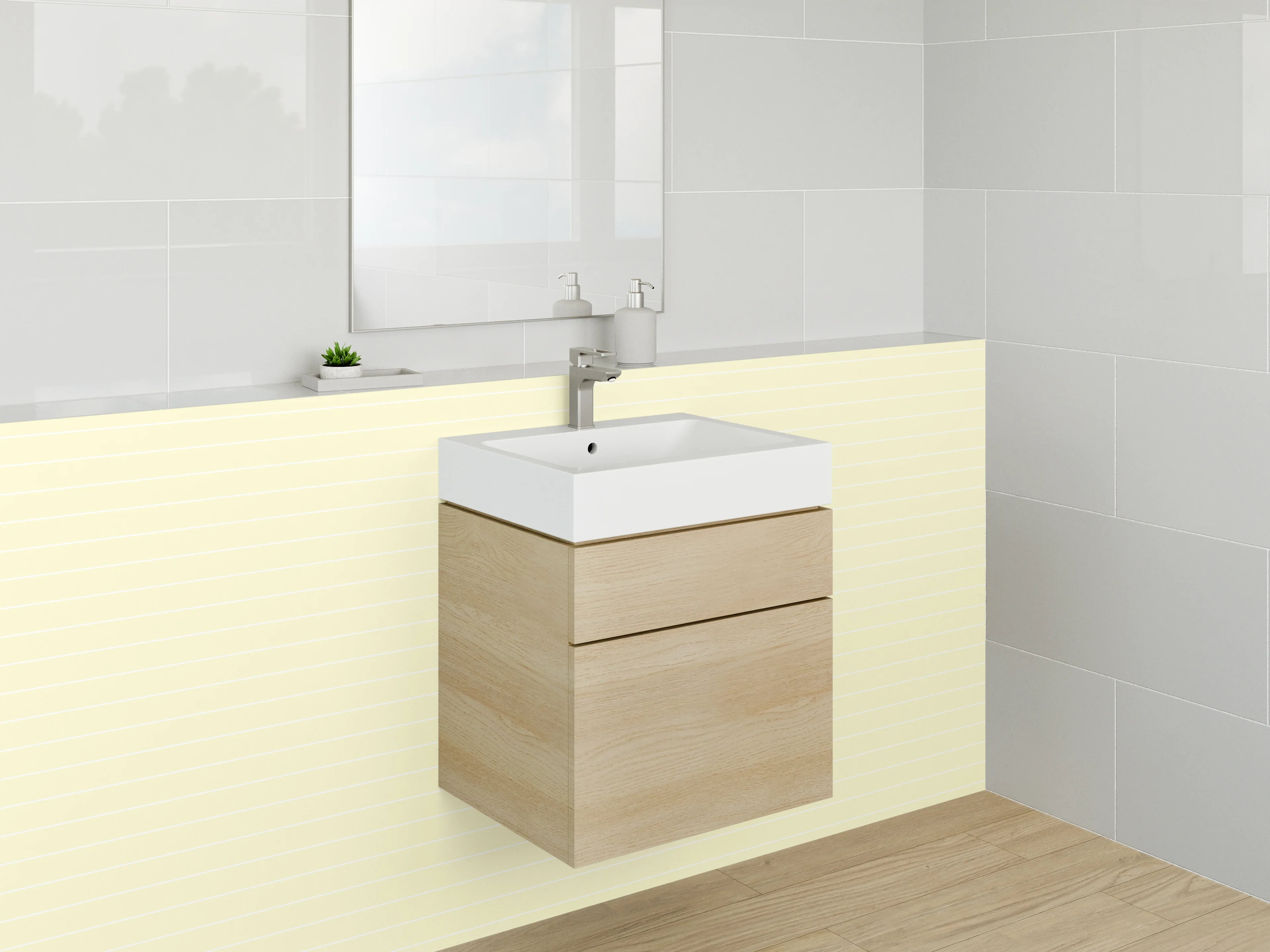 Waschbecken-Rückwand - Beige-weiße Marmoroptik für Bad & Küche