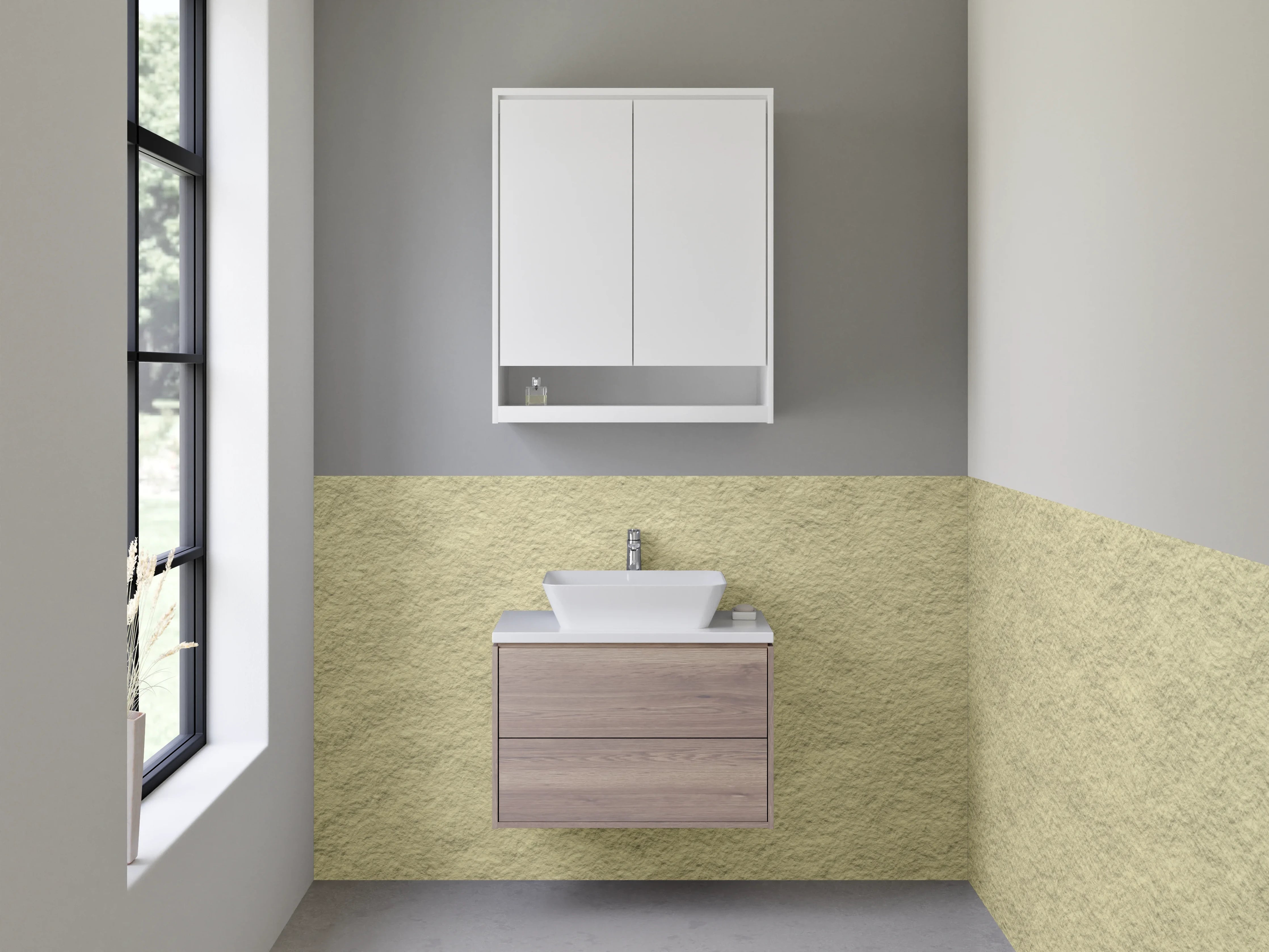 Waschbecken-Rückwand - Beigen Wasserfärbungseffekt