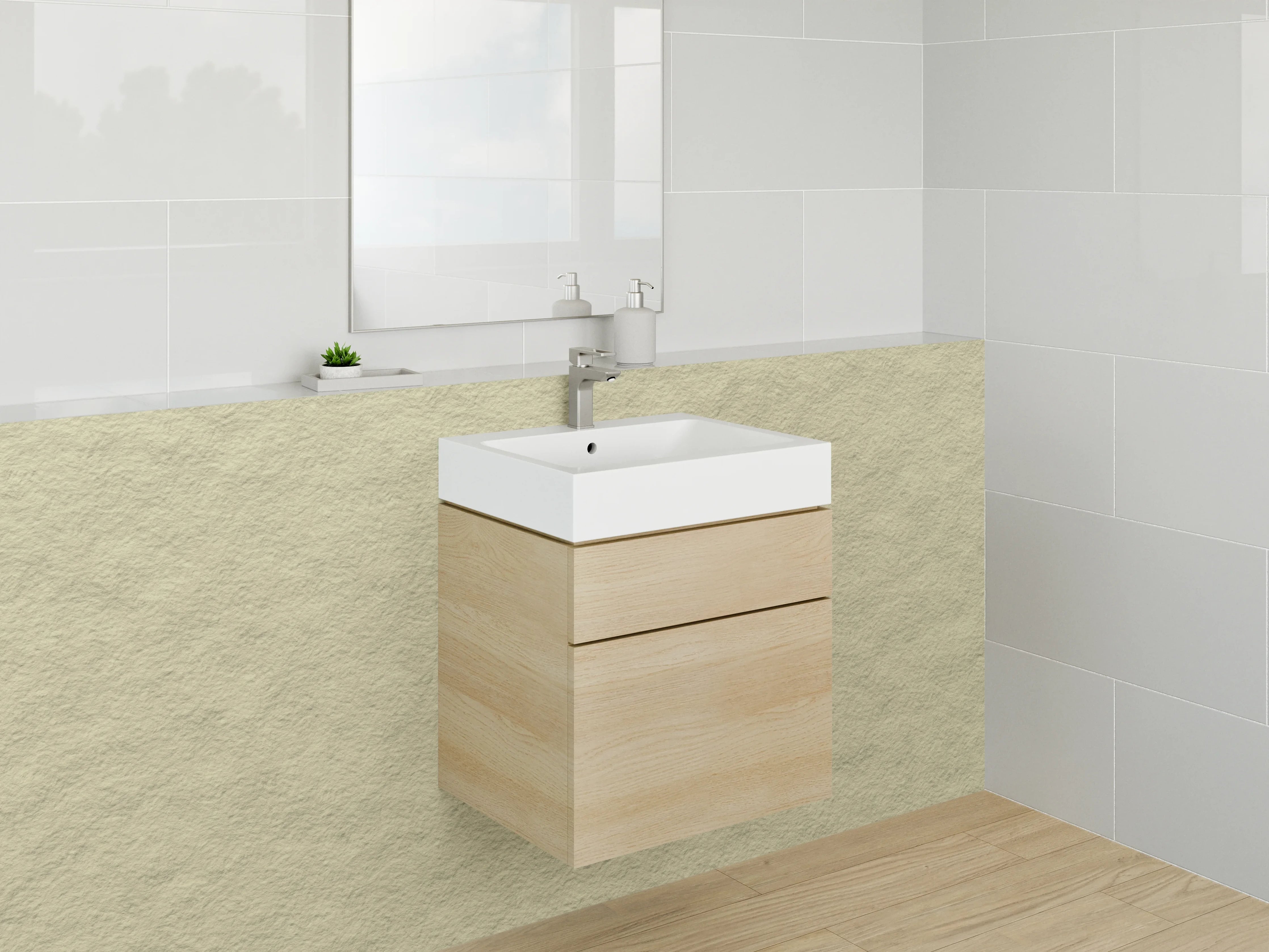 Waschbecken-Rückwand - Beigen Wasserfärbungseffekt