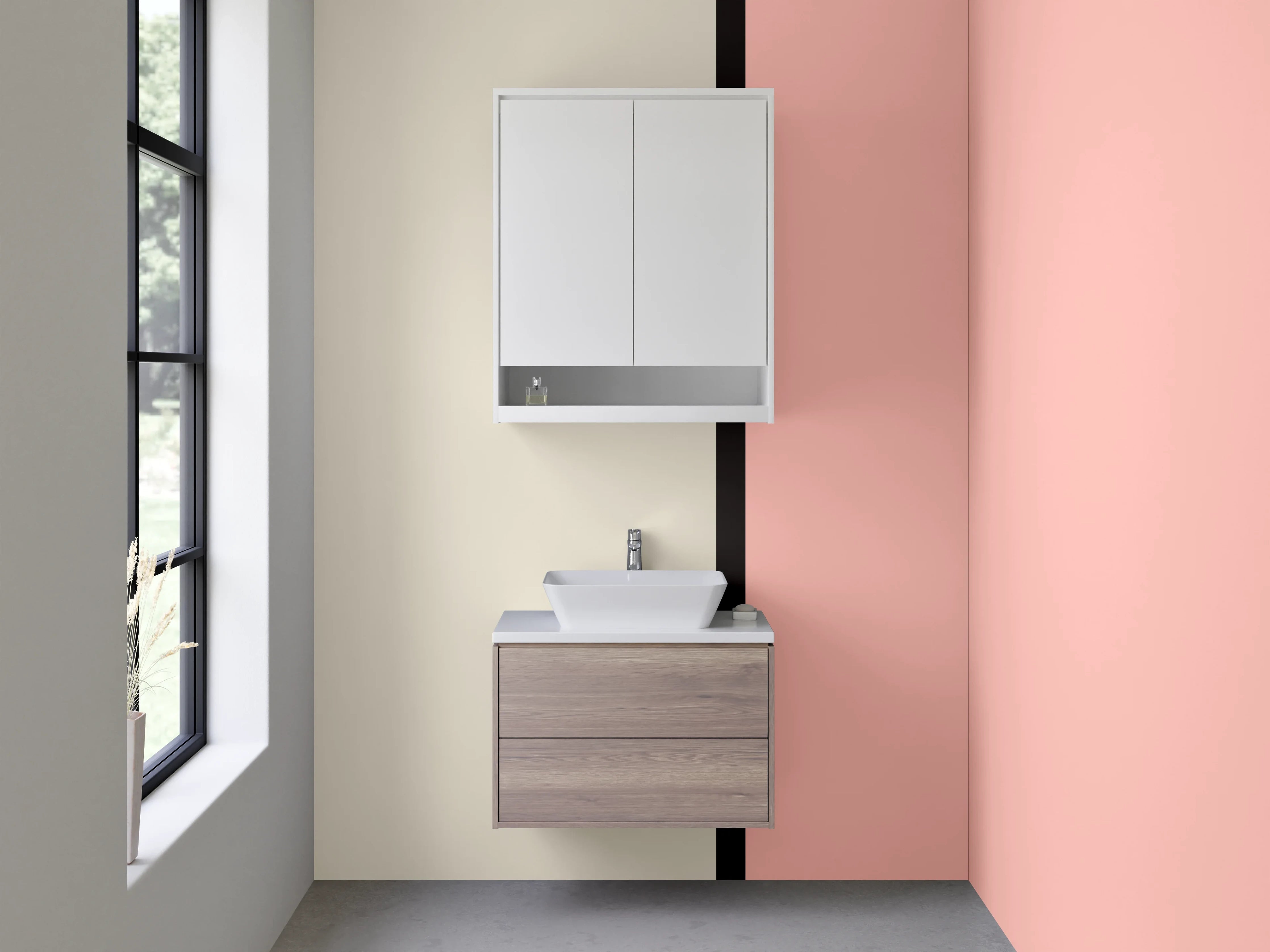 Waschbecken-Rückwand - Beiger und rosafarbener Farbverlauf