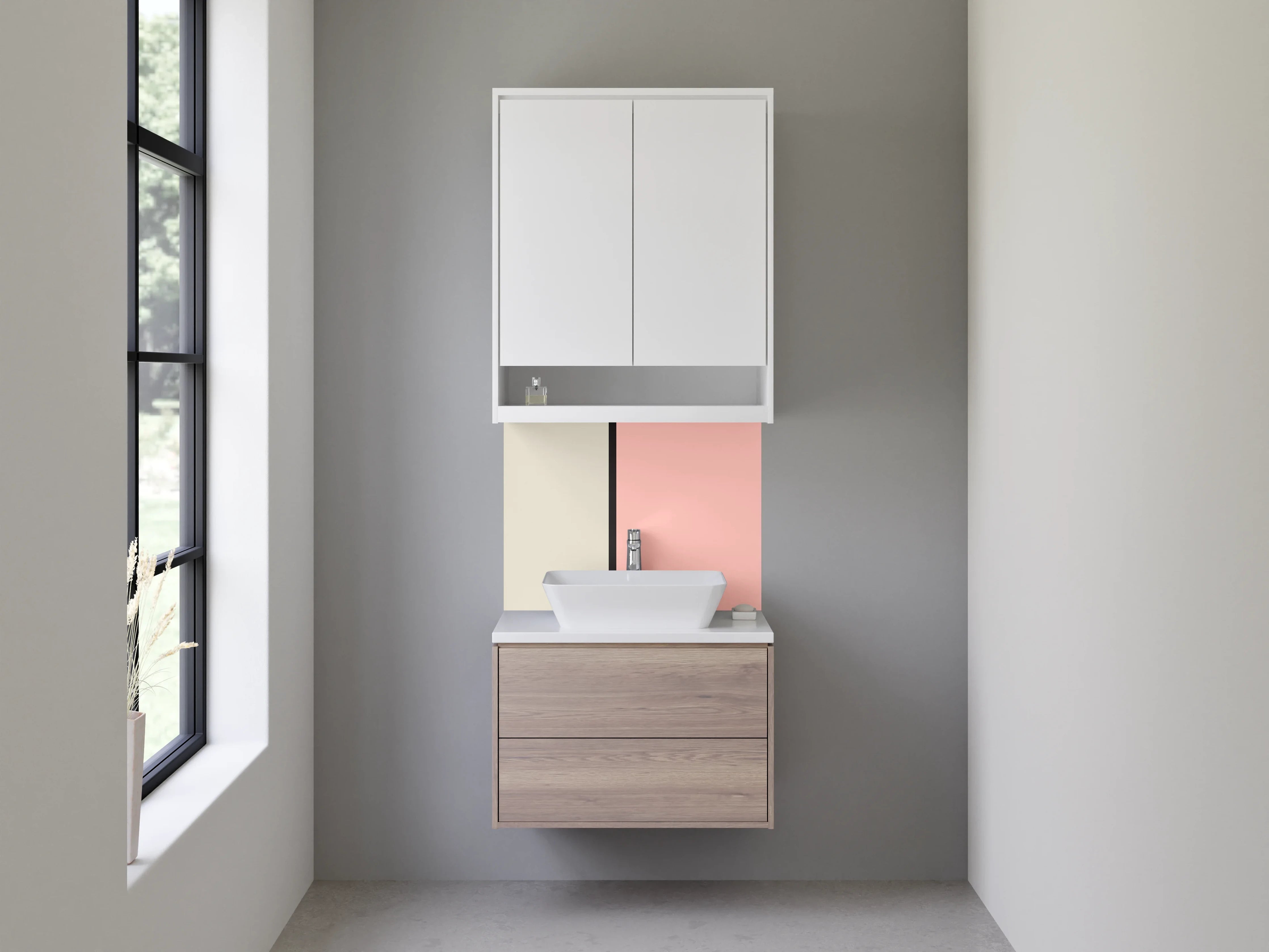 Waschbecken-Rückwand - Beiger und rosafarbener Farbverlauf