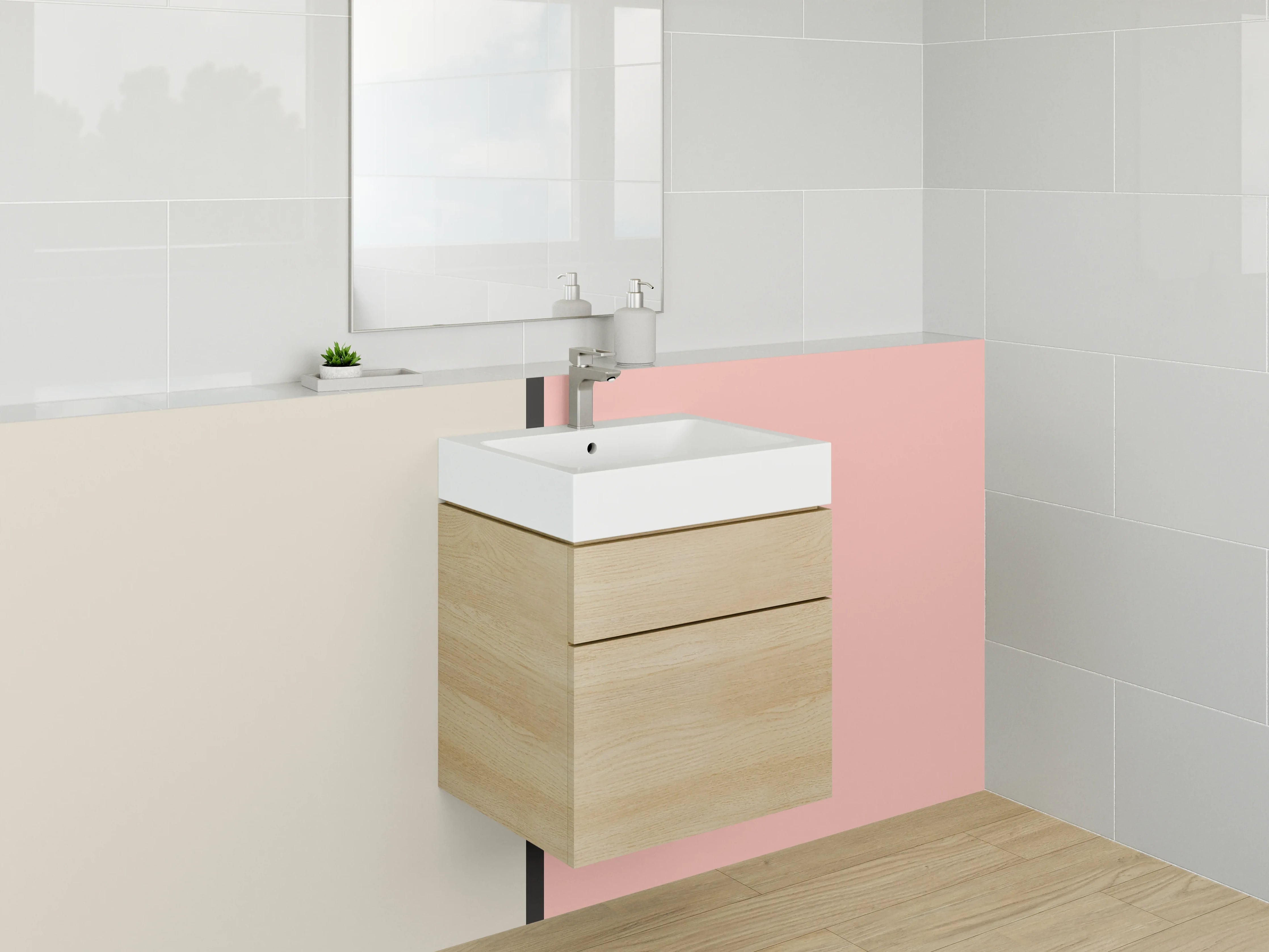 Waschbecken-Rückwand - Beiger und rosafarbener Farbverlauf