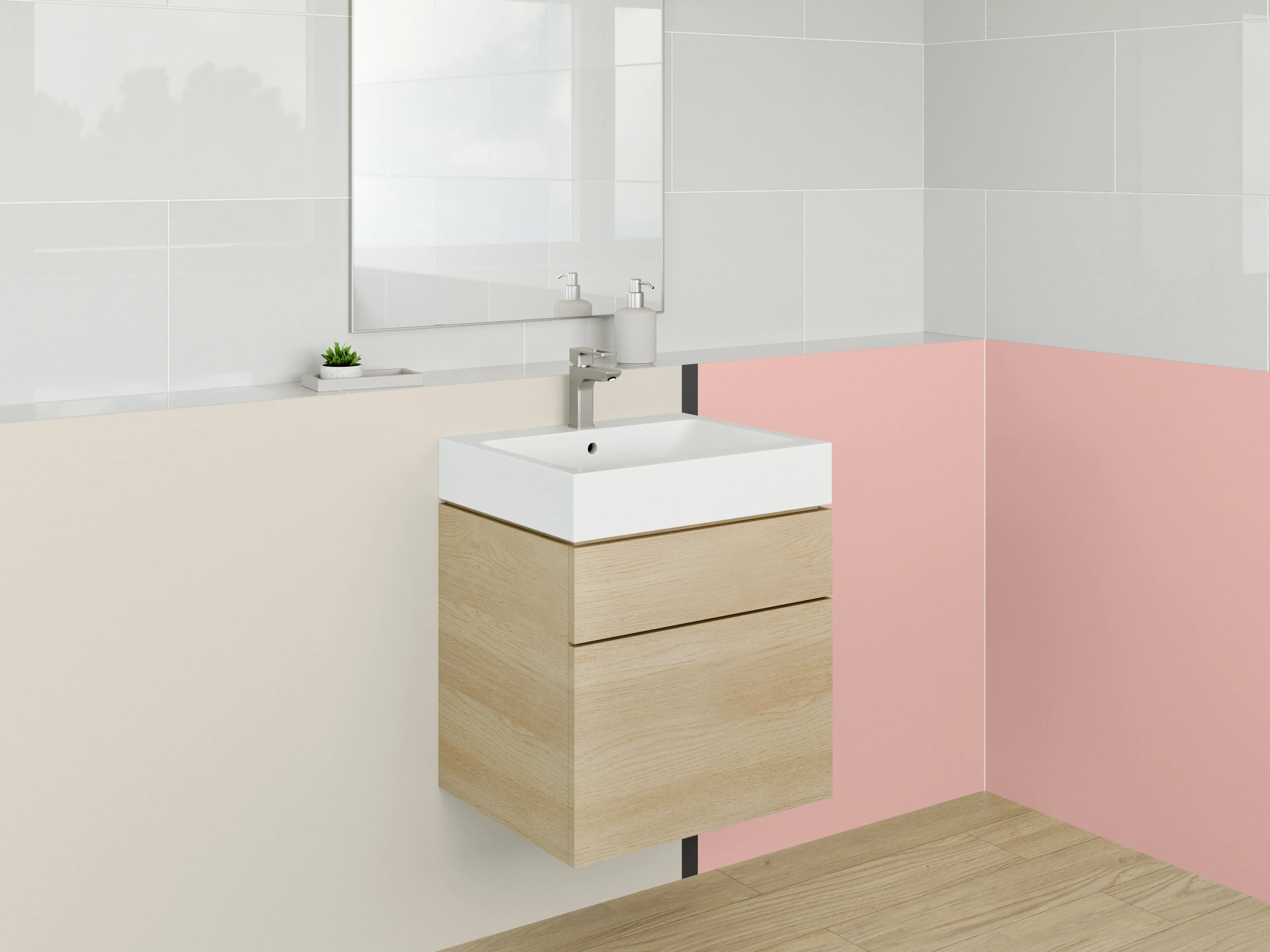 Waschbecken-Rückwand - Beiger und rosafarbener Farbverlauf