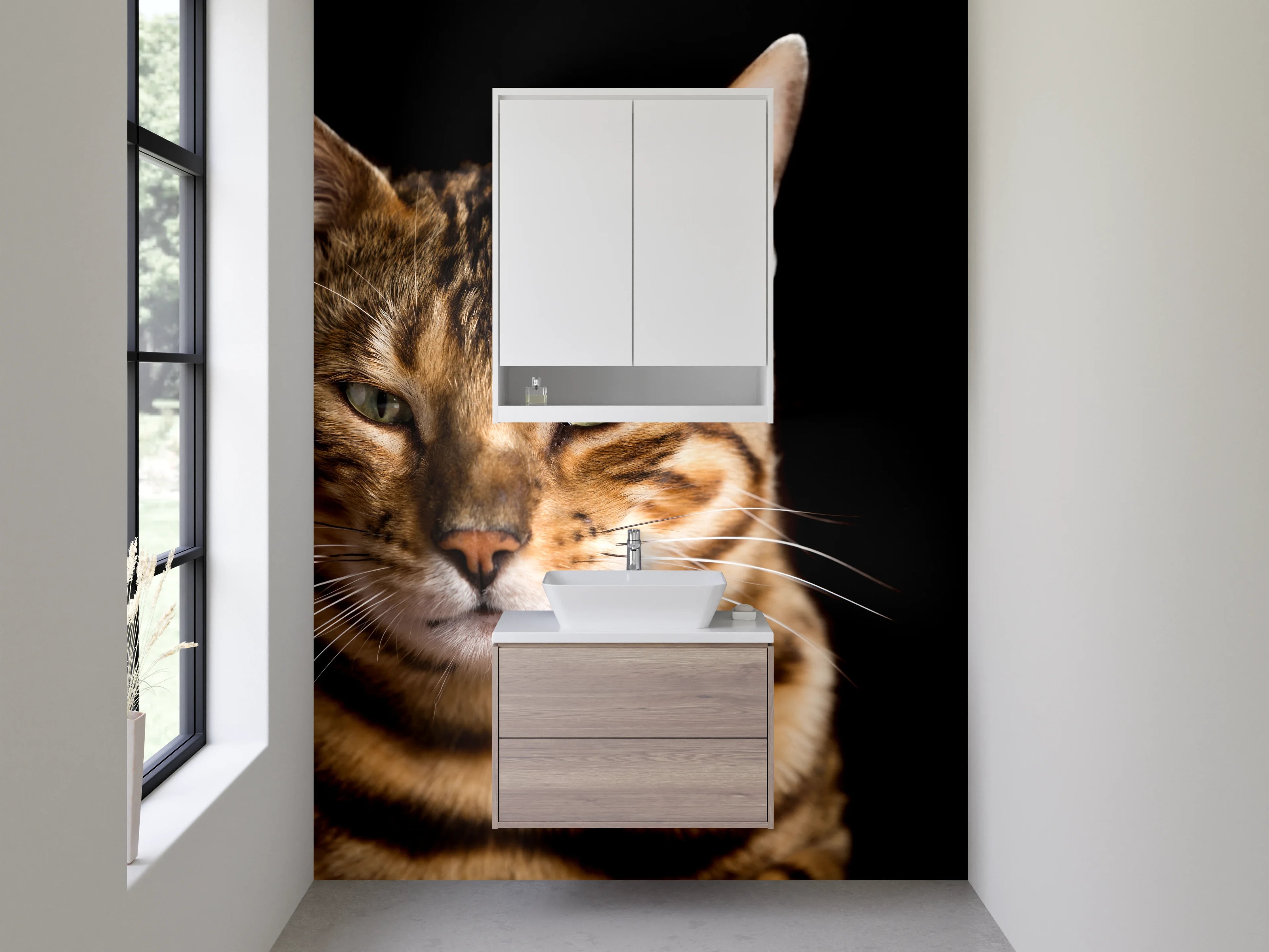Waschbecken-Rückwand - Bengal Katze Porträt Fotokunst