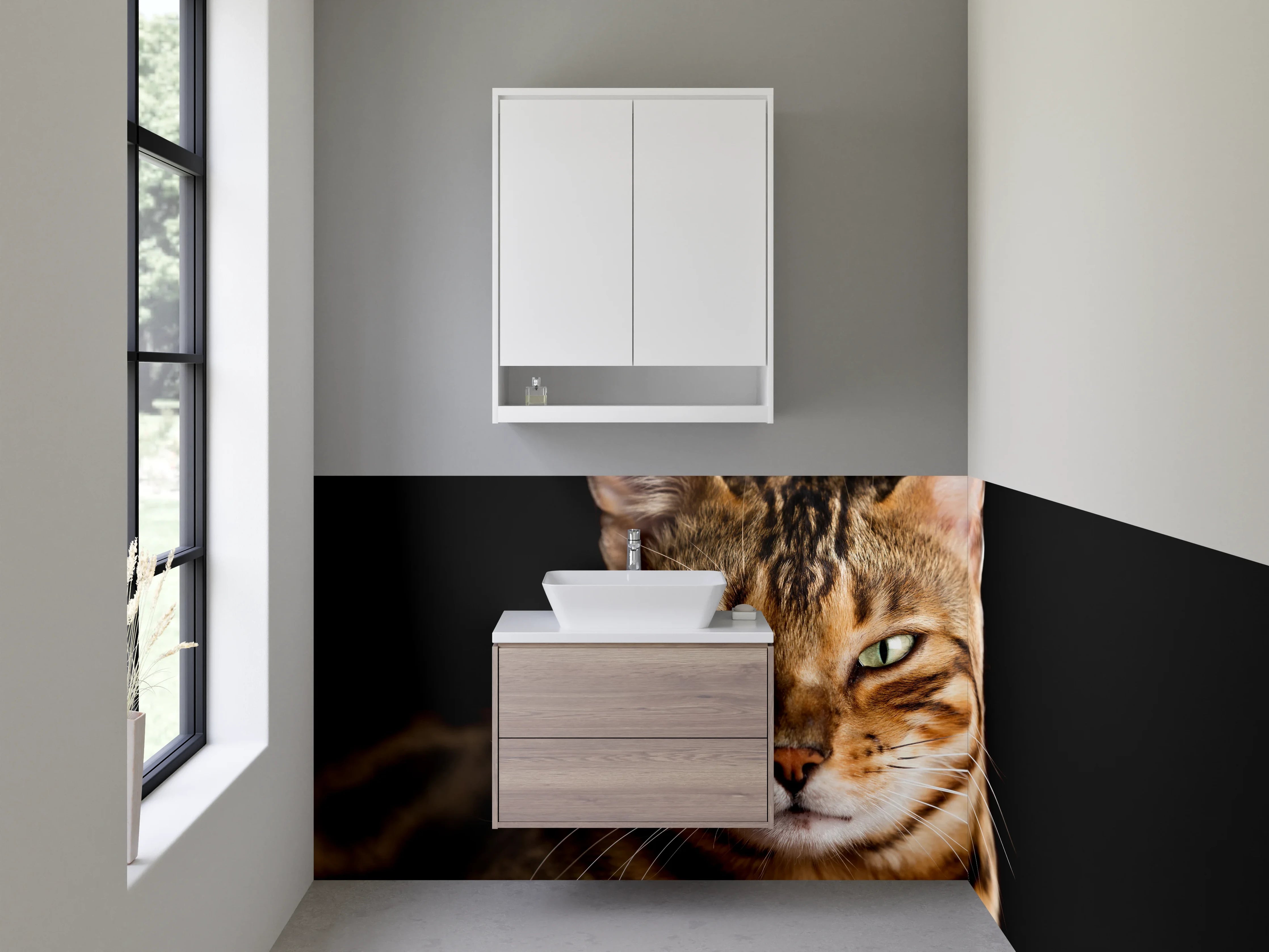 Waschbecken-Rückwand - Bengal Katze Porträt Fotokunst