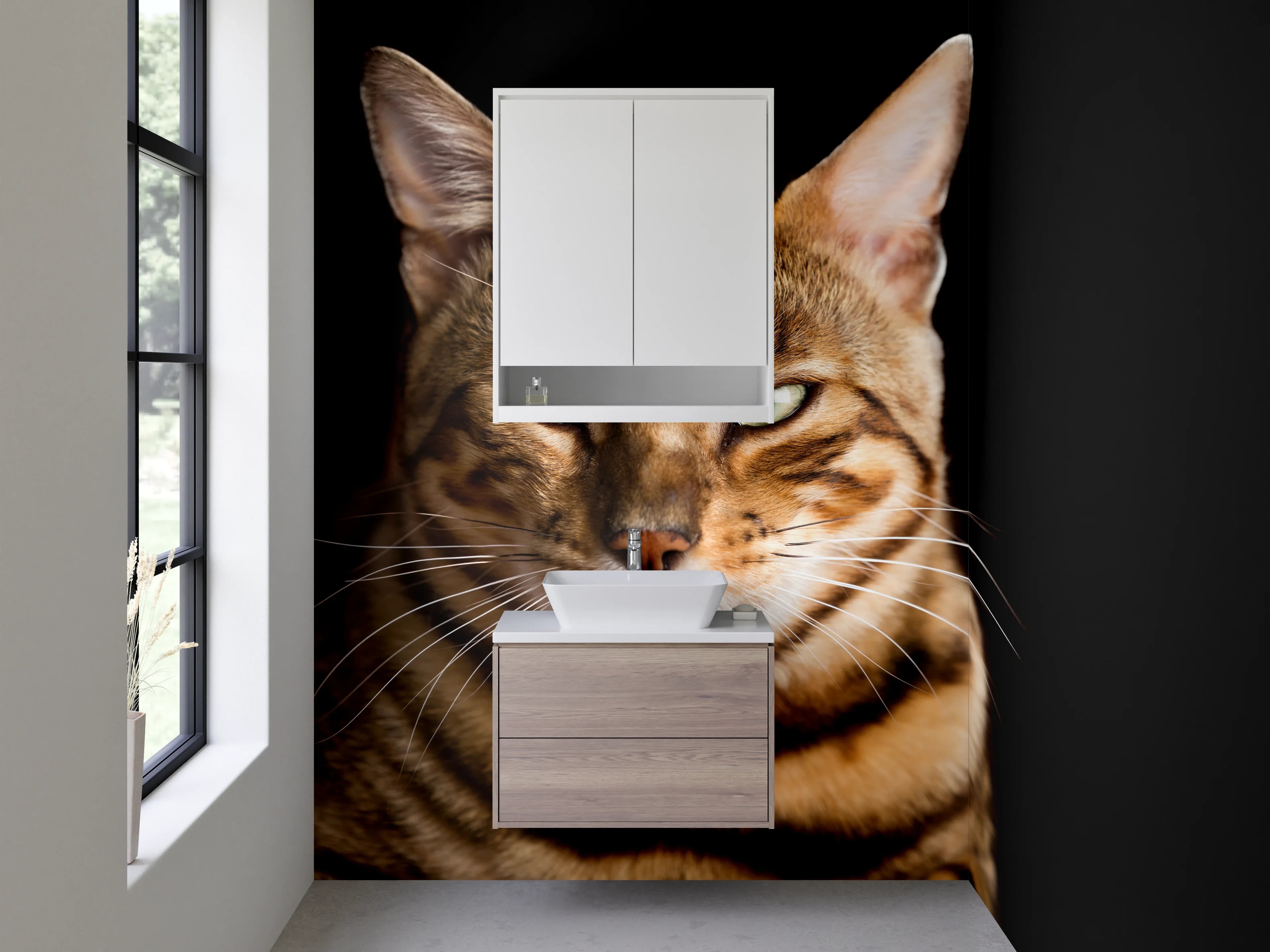Waschbecken-Rückwand - Bengal Katze Porträt Fotokunst