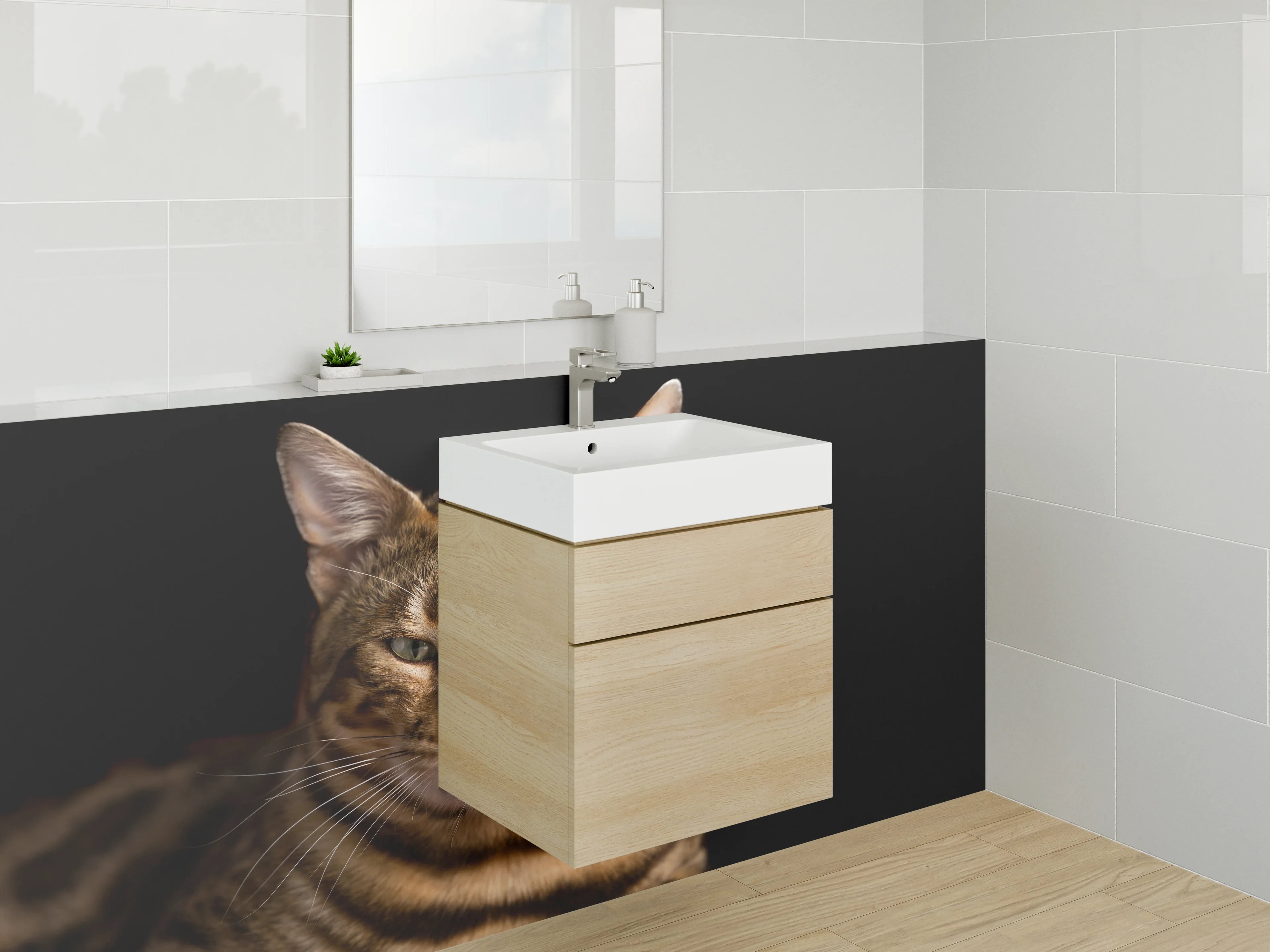 Waschbecken-Rückwand - Bengal Katze Porträt Fotokunst