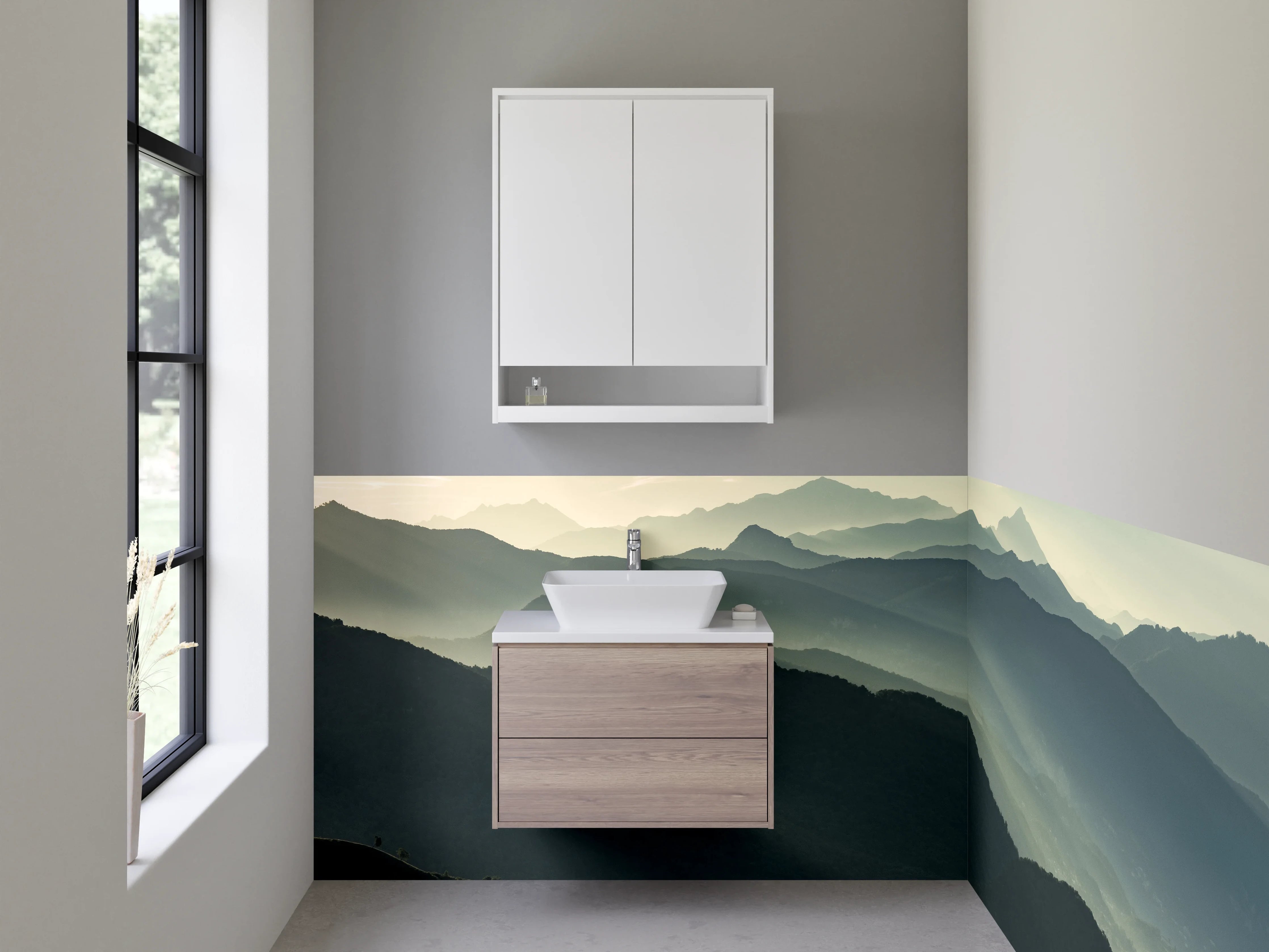 Waschbecken-Rückwand - Berge im Dämmerlicht