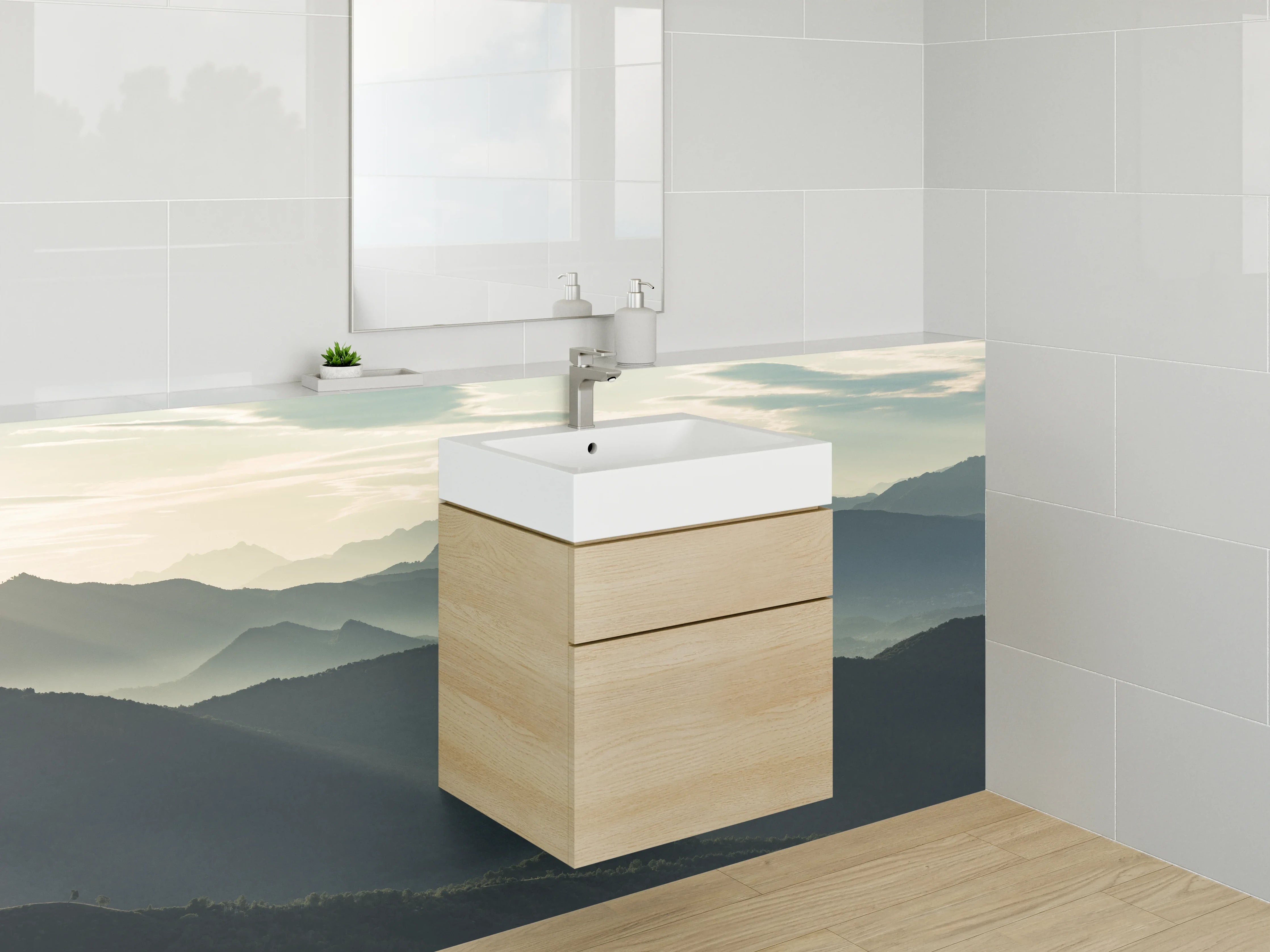 Waschbecken-Rückwand - Berge im Dämmerlicht