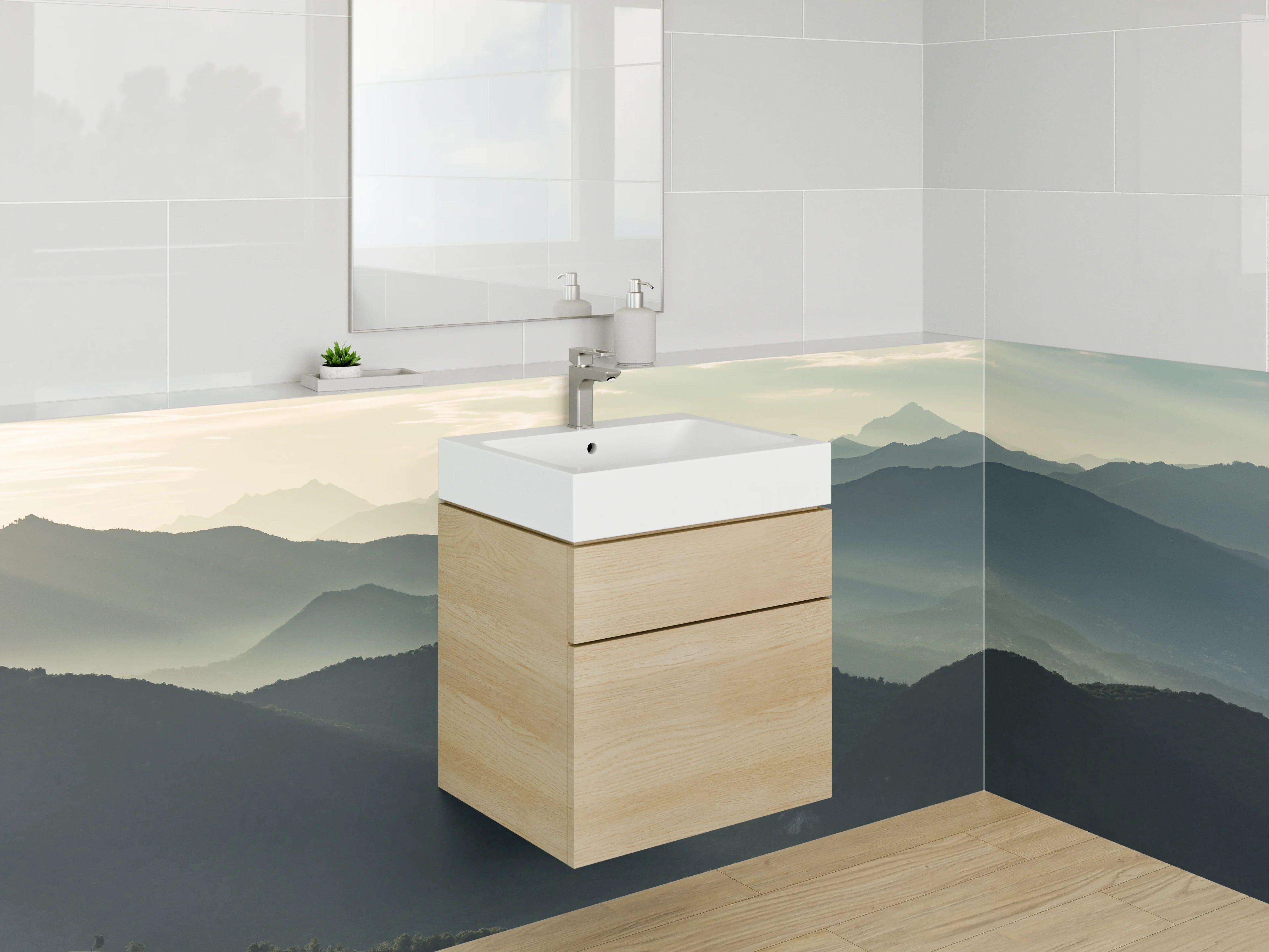 Waschbecken-Rückwand - Berge im Dämmerlicht