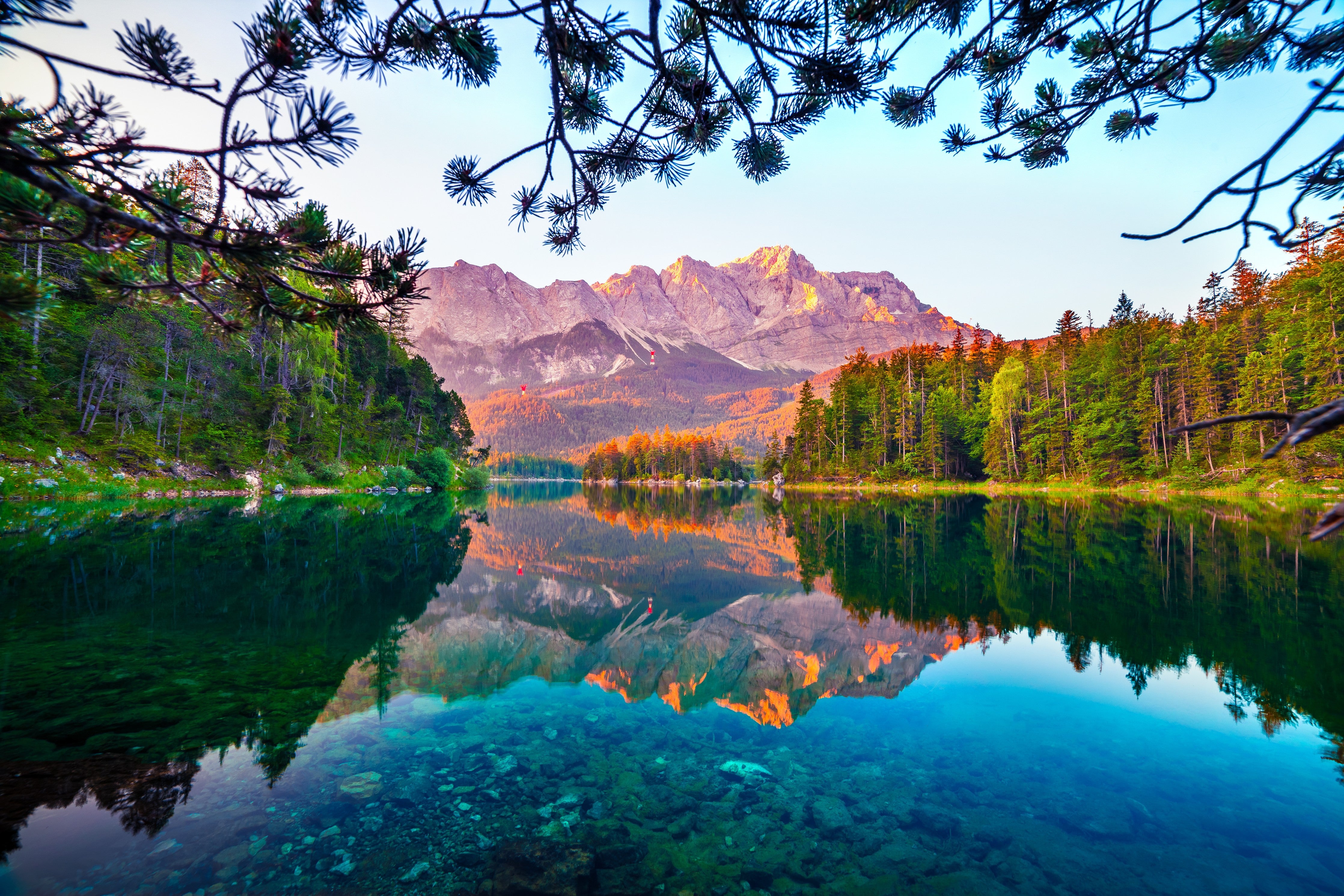 Waschbecken-Rückwand-Bergsee Panorama Natur Landschaft