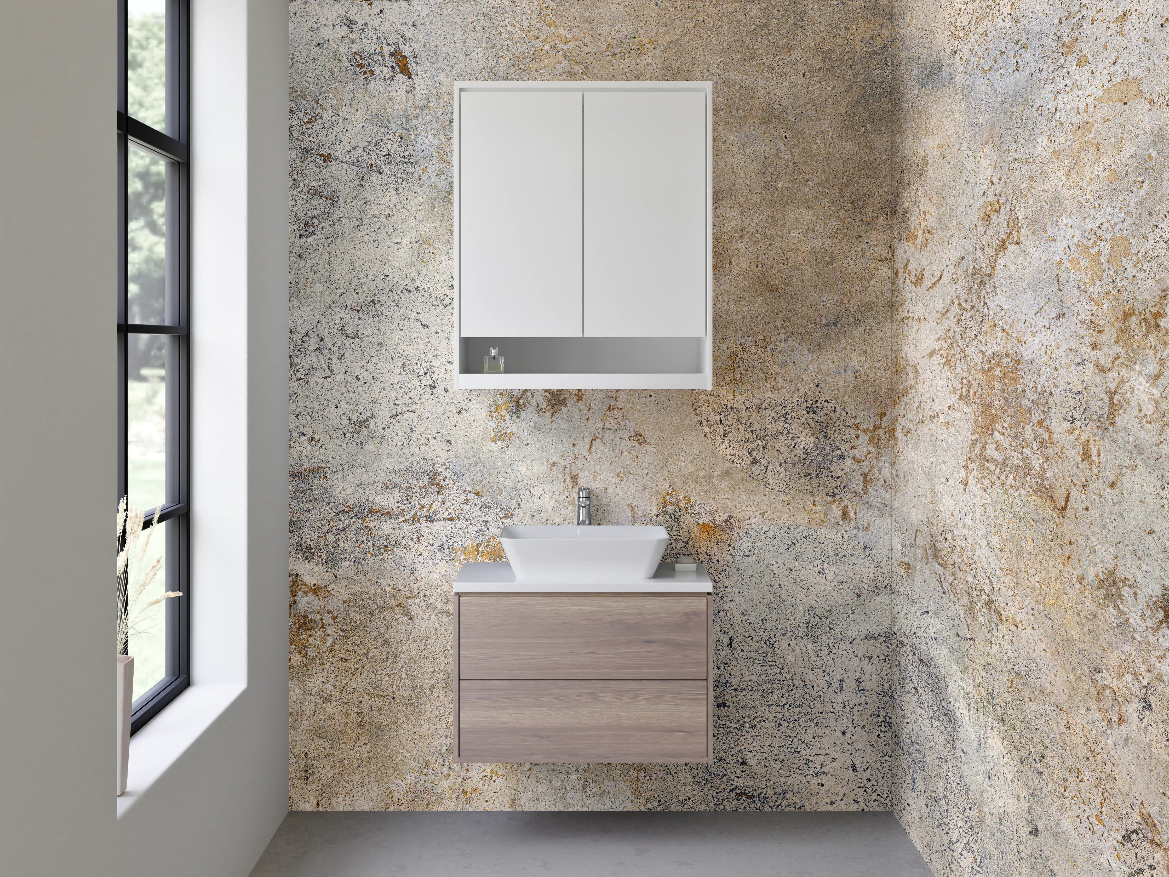 Waschbecken-Rückwand - Betonoptik Grau Beige Modern