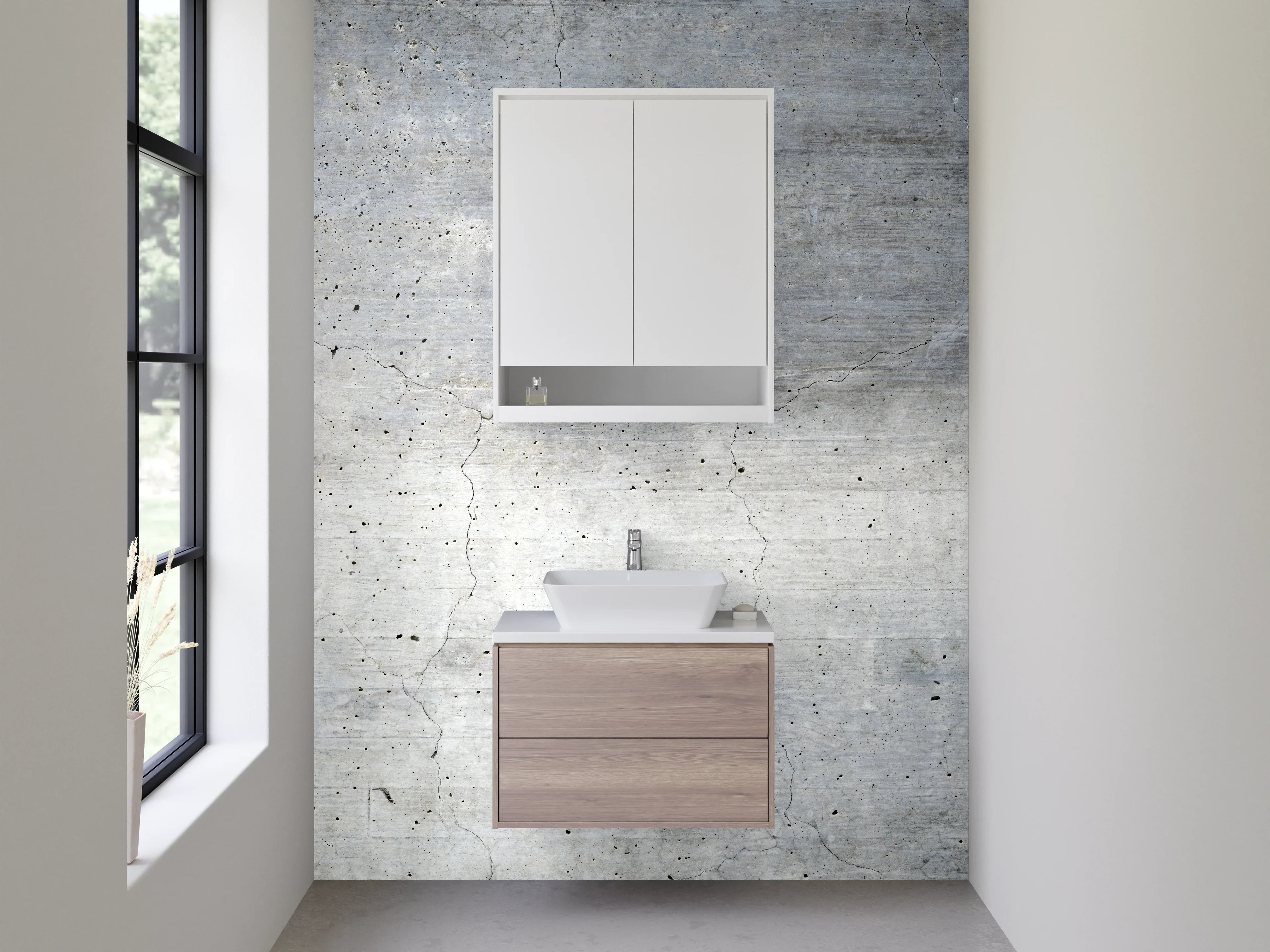 Waschbecken-Rückwand - Betonoptik Weiß Grau Wandpaneel