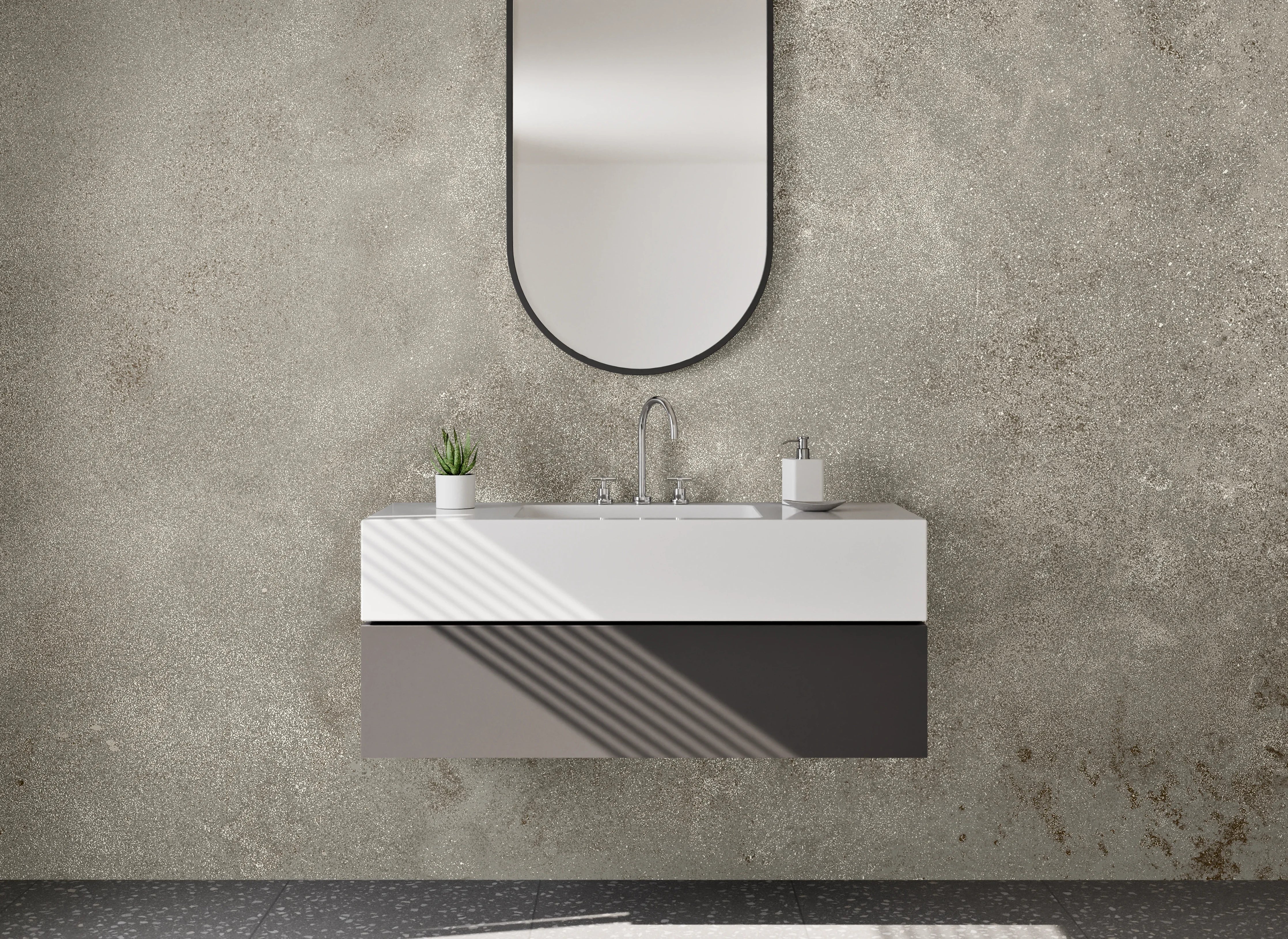Waschbecken-Rückwand - Betonoptik für moderne Rückwände