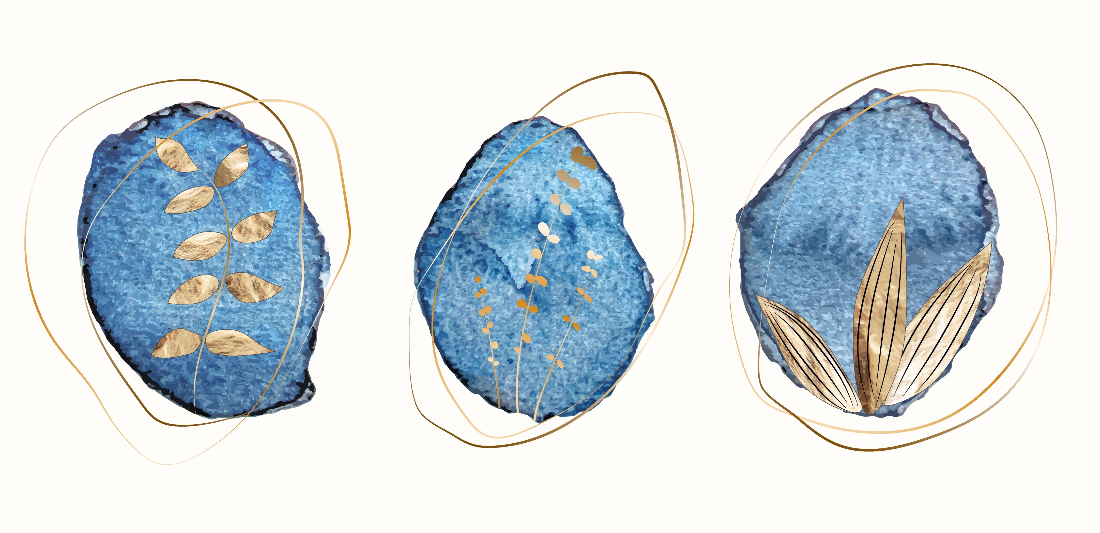 Waschbecken-Rückwand-Blau Gold Abstrakte Aquarell-Kunst