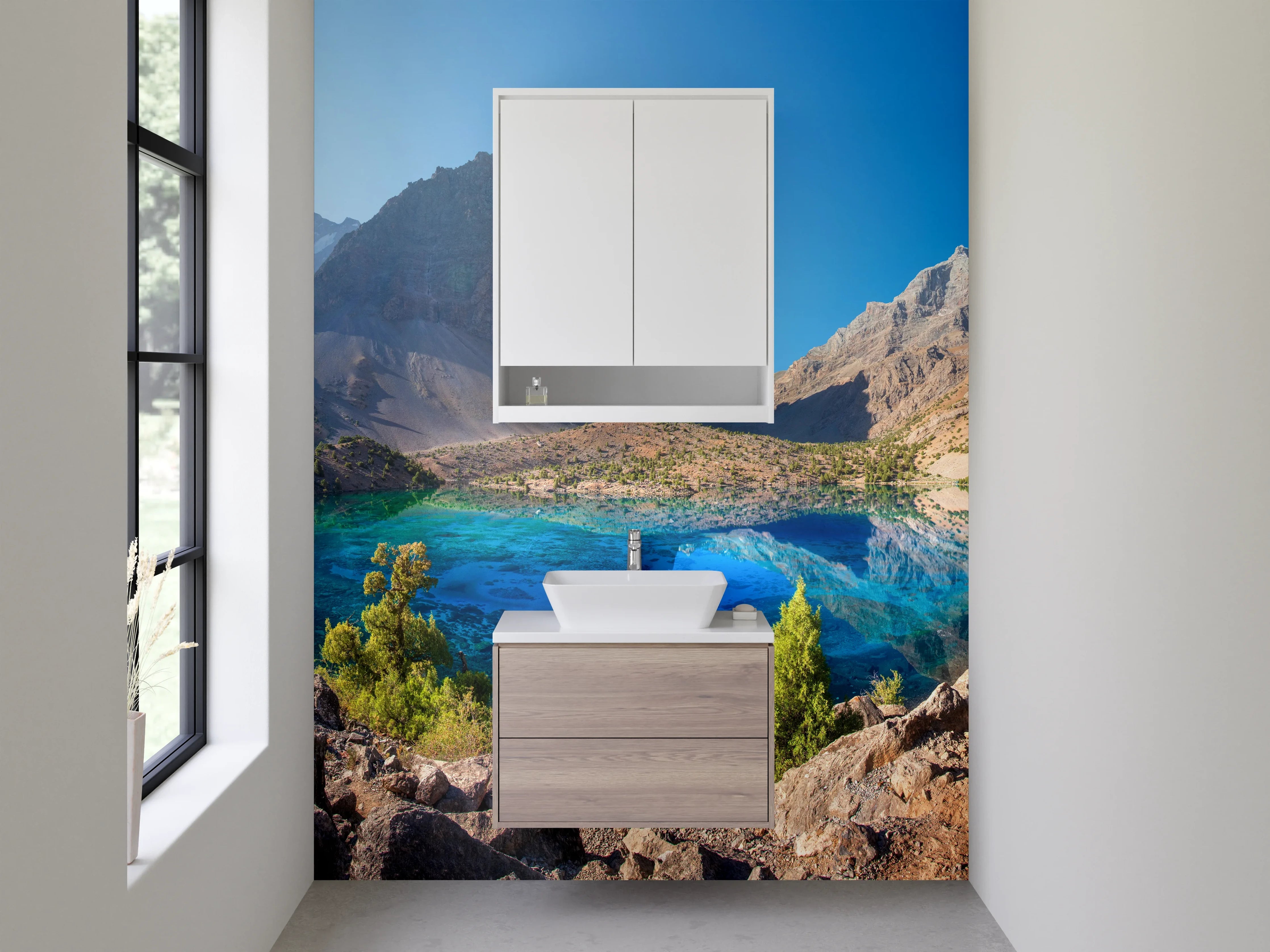 Waschbecken-Rückwand - Blaue Bergsee in der Natur