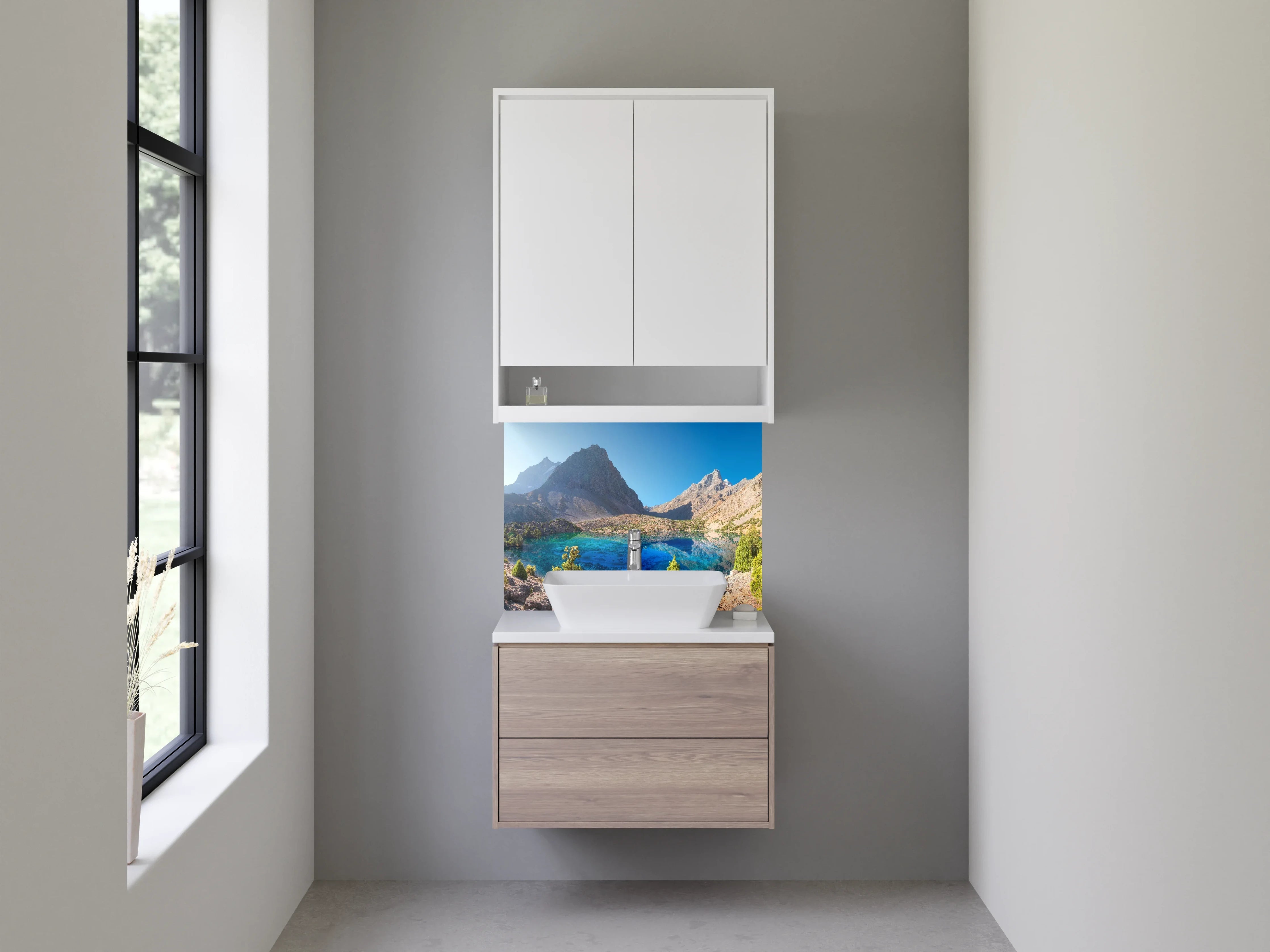 Waschbecken-Rückwand - Blaue Bergsee in der Natur