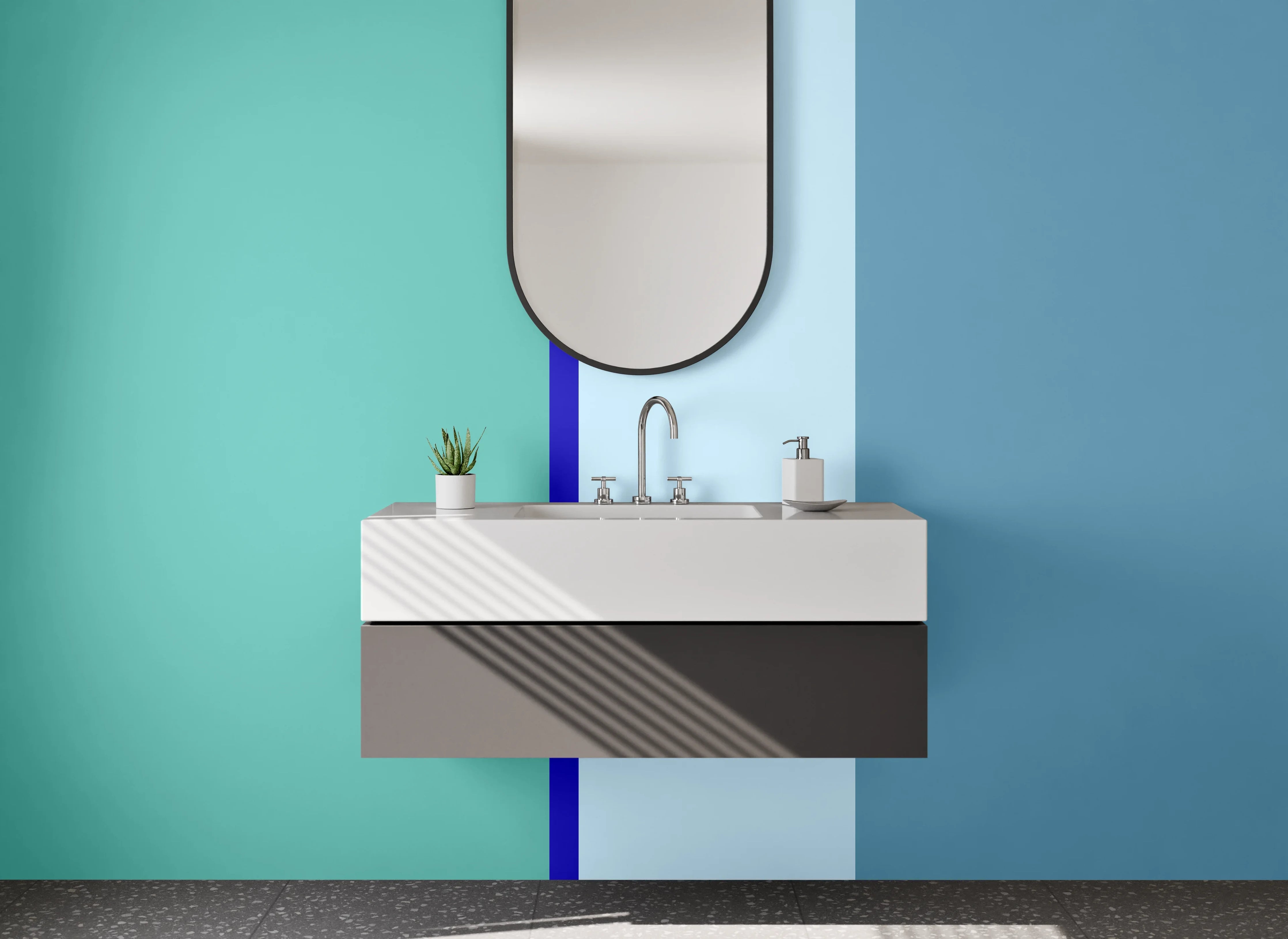 Waschbecken-Rückwand - Blaue Farbverlaufs-Textur