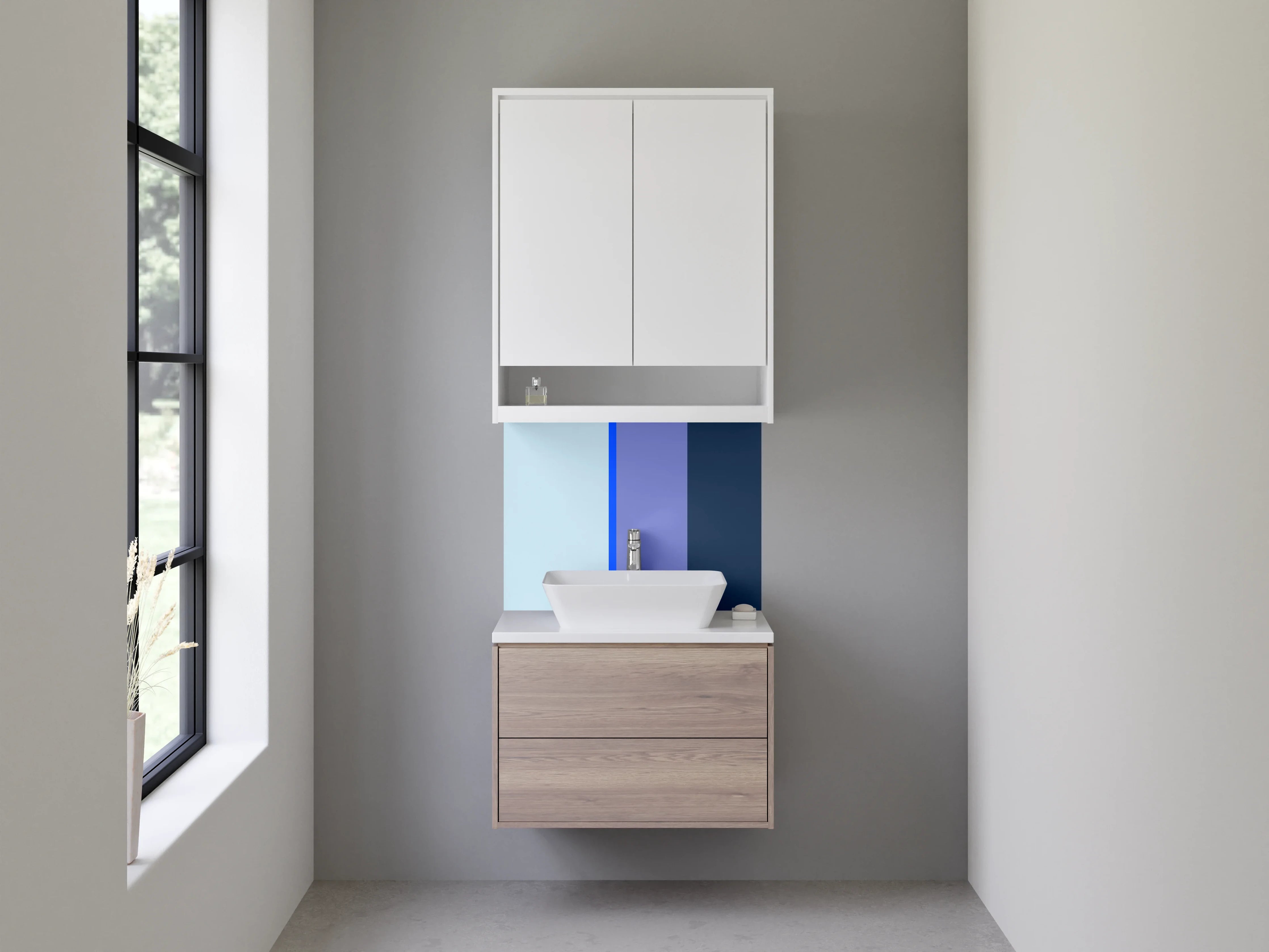 Waschbecken-Rückwand - Blaue Farbverlaufsgrafik mit mehreren Blautönen