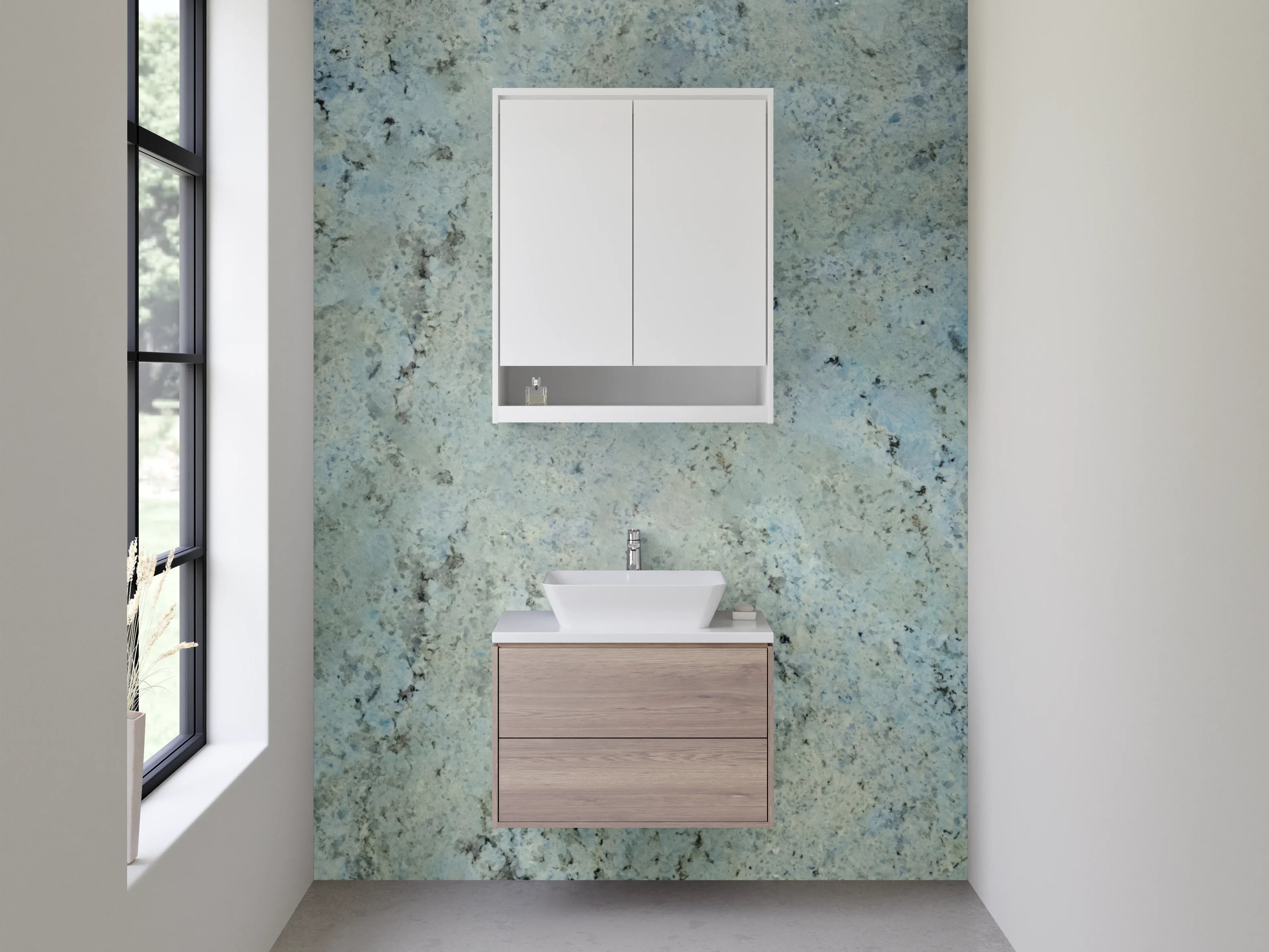 Waschbecken-Rückwand - Blaue Granit-Optik