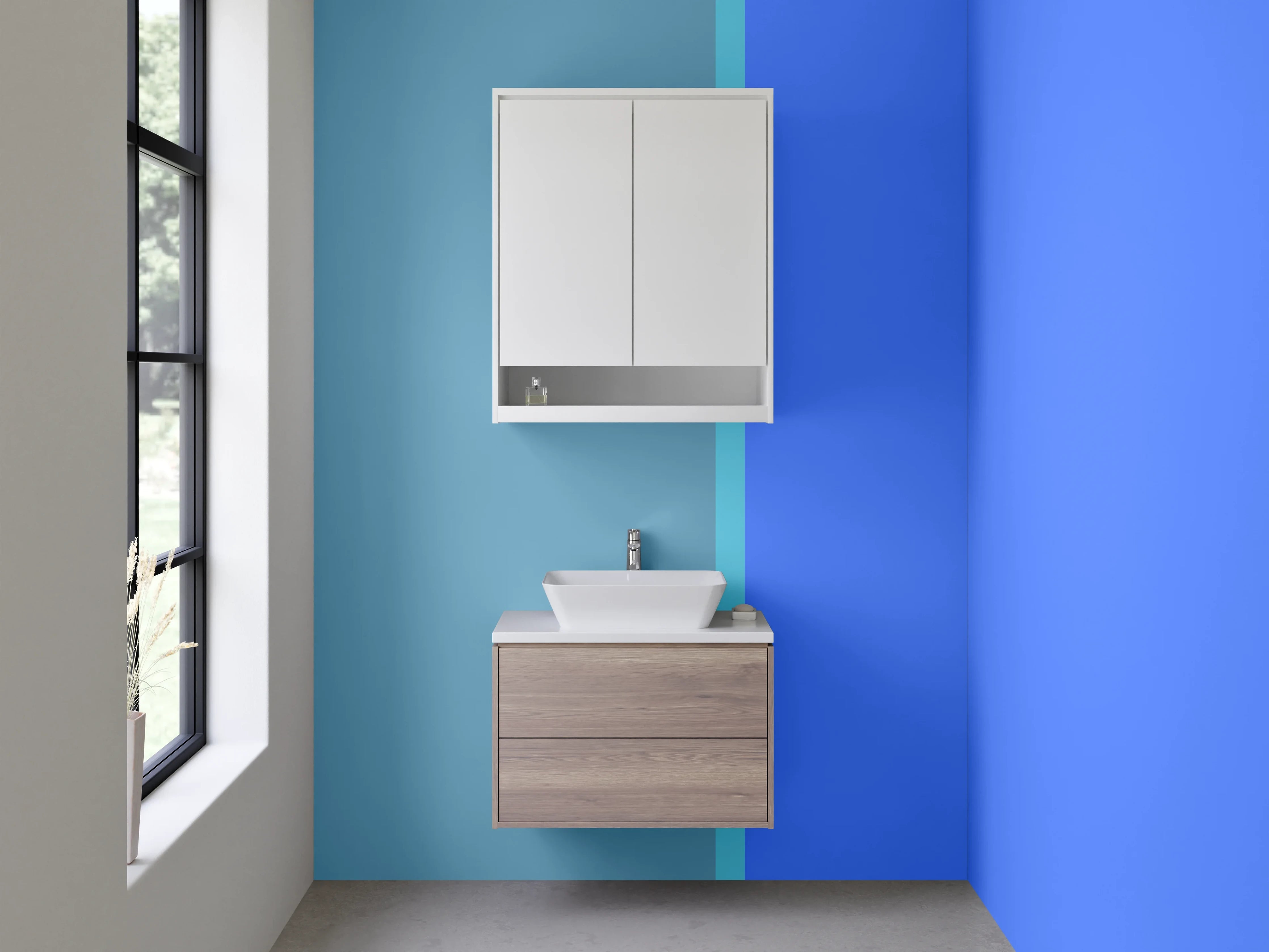 Waschbecken-Rückwand - Blaue Küche mit moderner Gestaltung