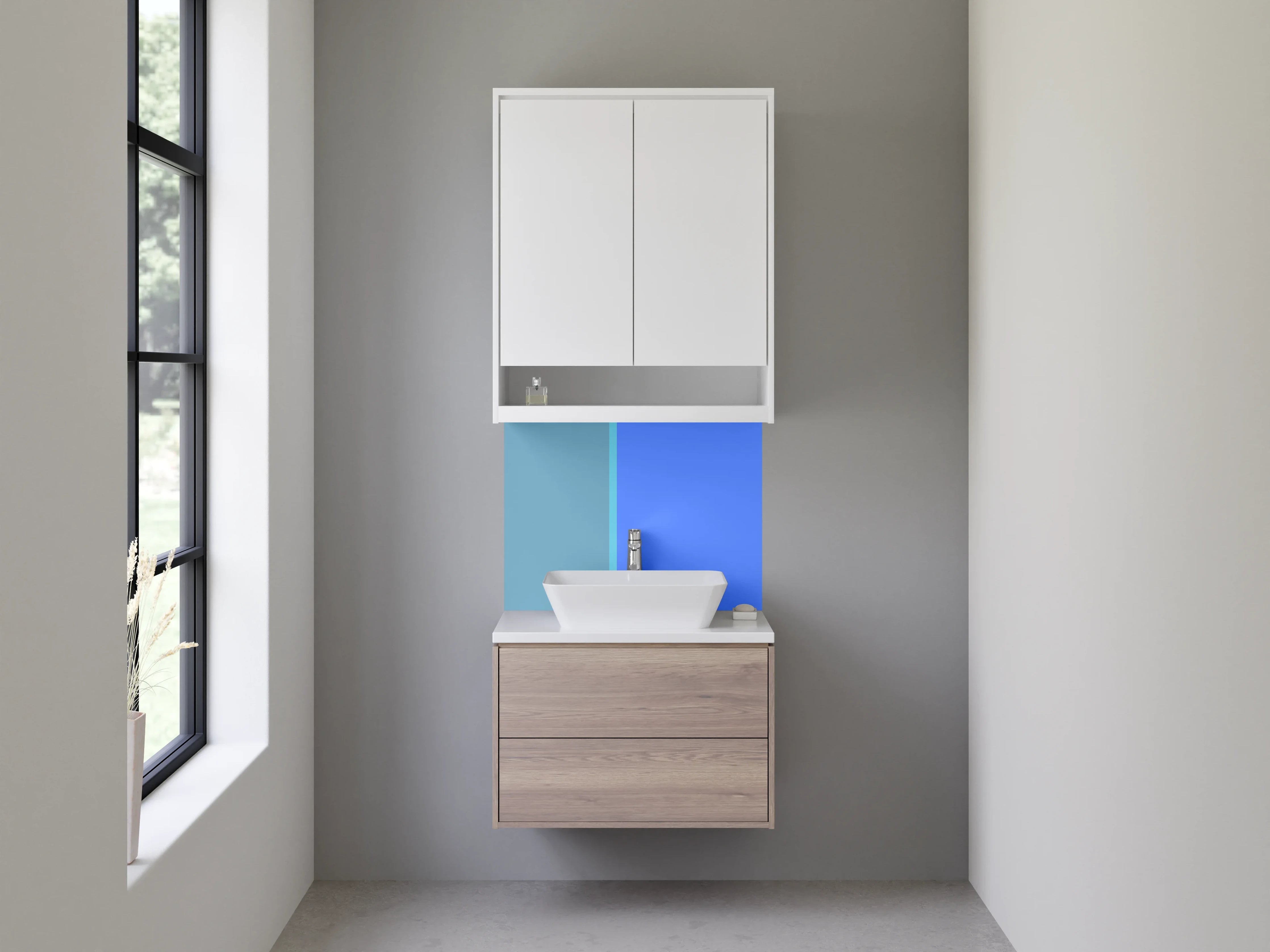 Waschbecken-Rückwand - Blaue Küche mit moderner Gestaltung