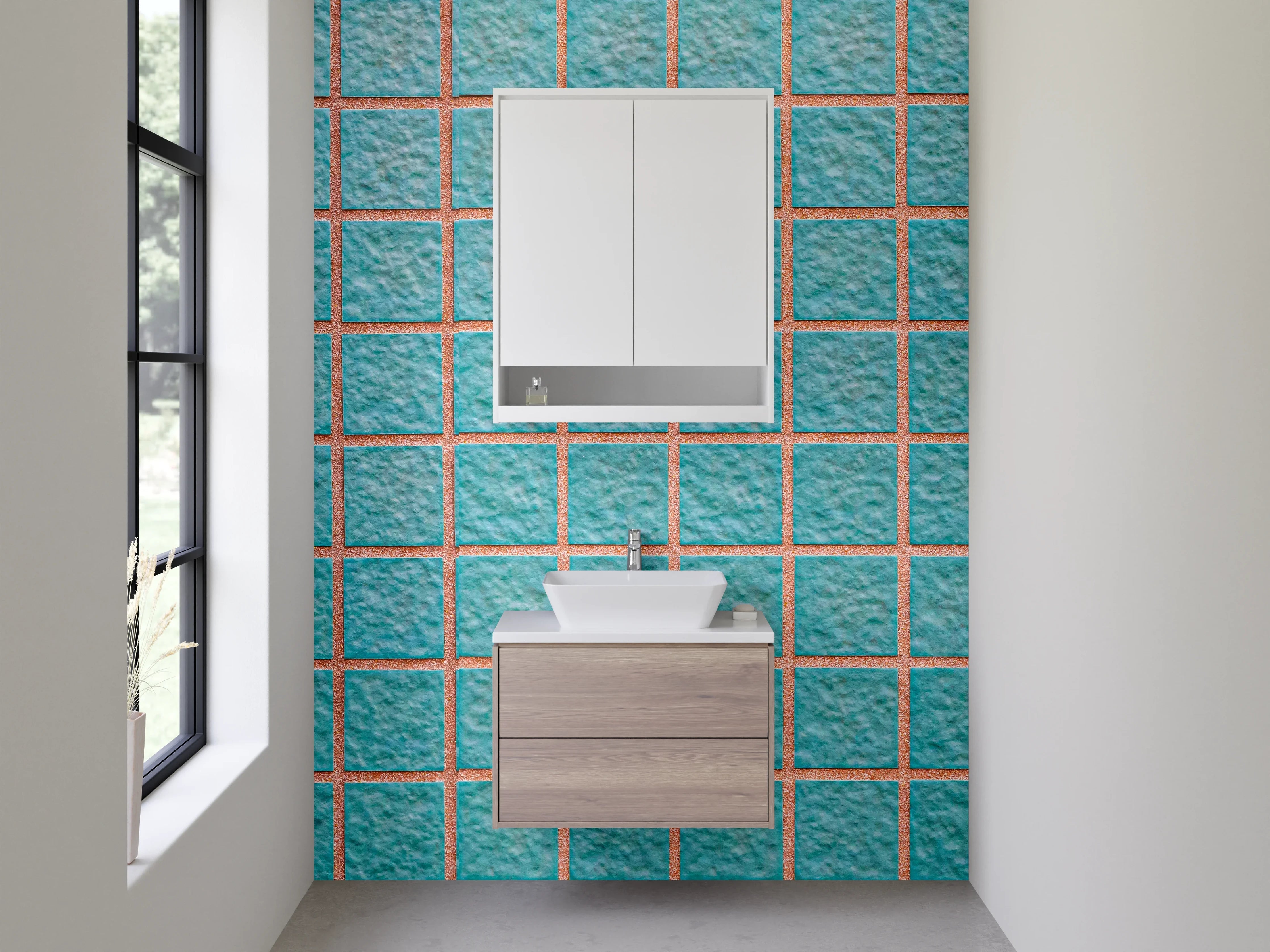 Waschbecken-Rückwand - Blaue Mosaikfliesen modern
