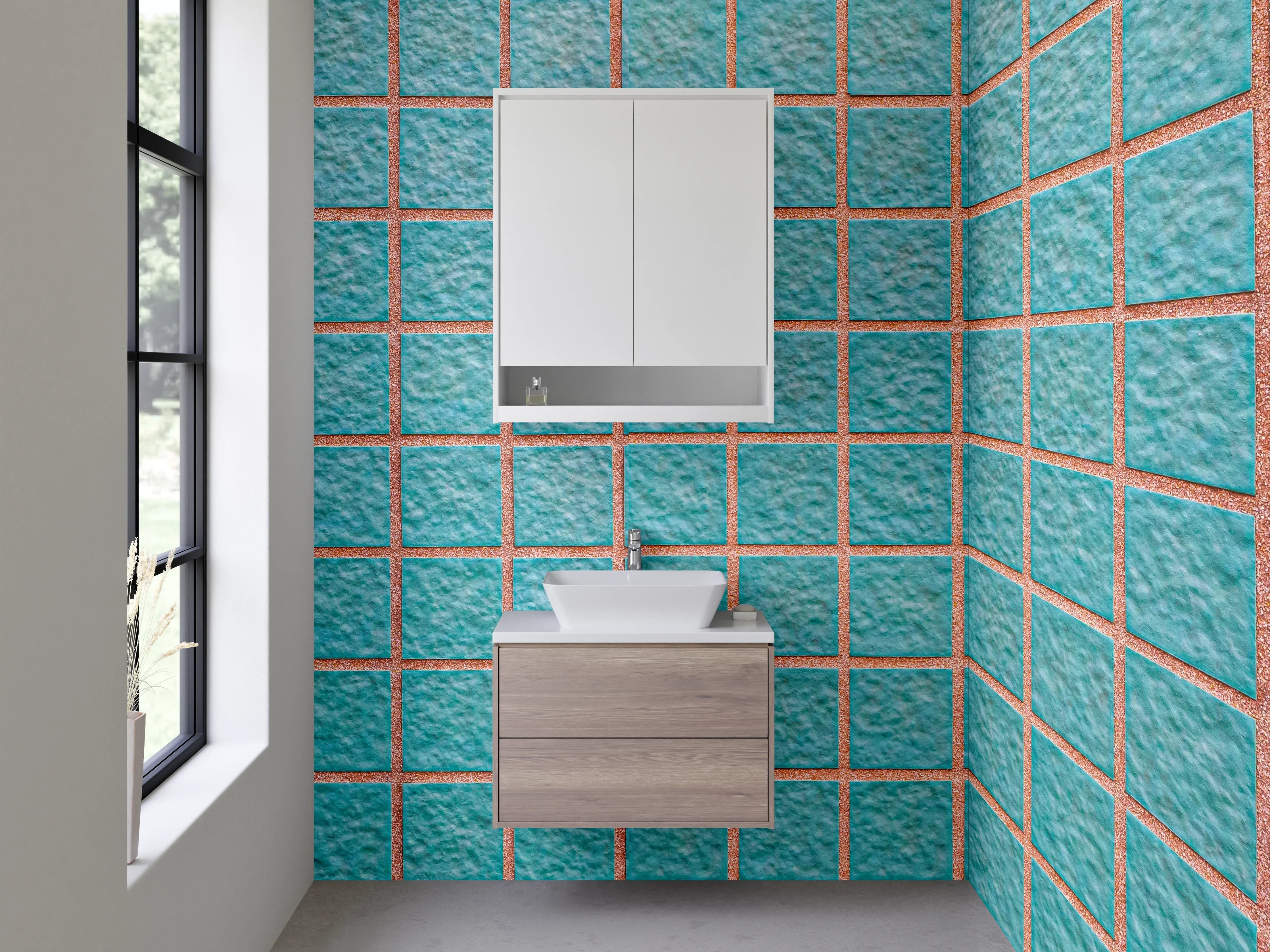 Waschbecken-Rückwand - Blaue Mosaikfliesen modern