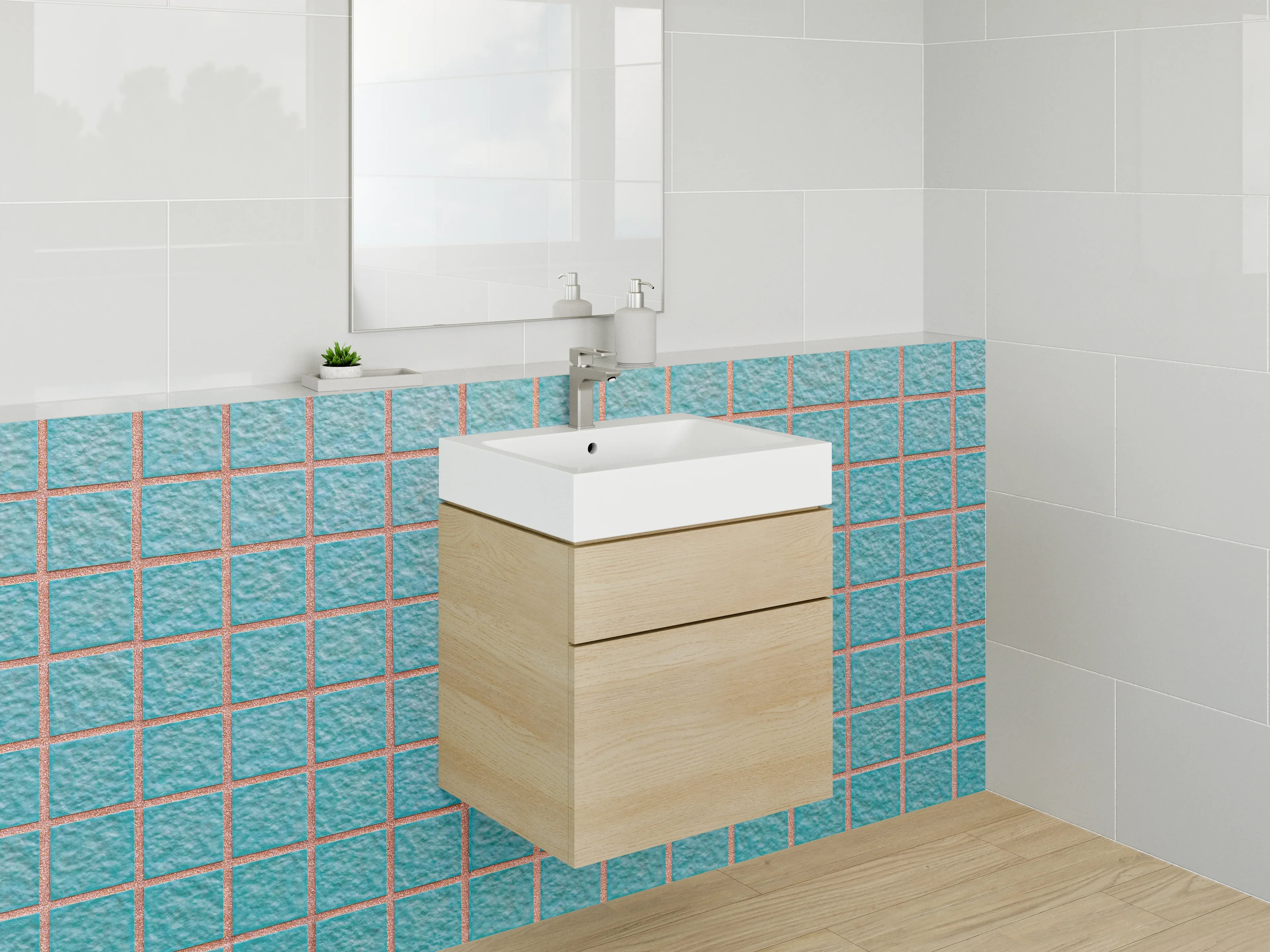 Waschbecken-Rückwand - Blaue Mosaikfliesen modern