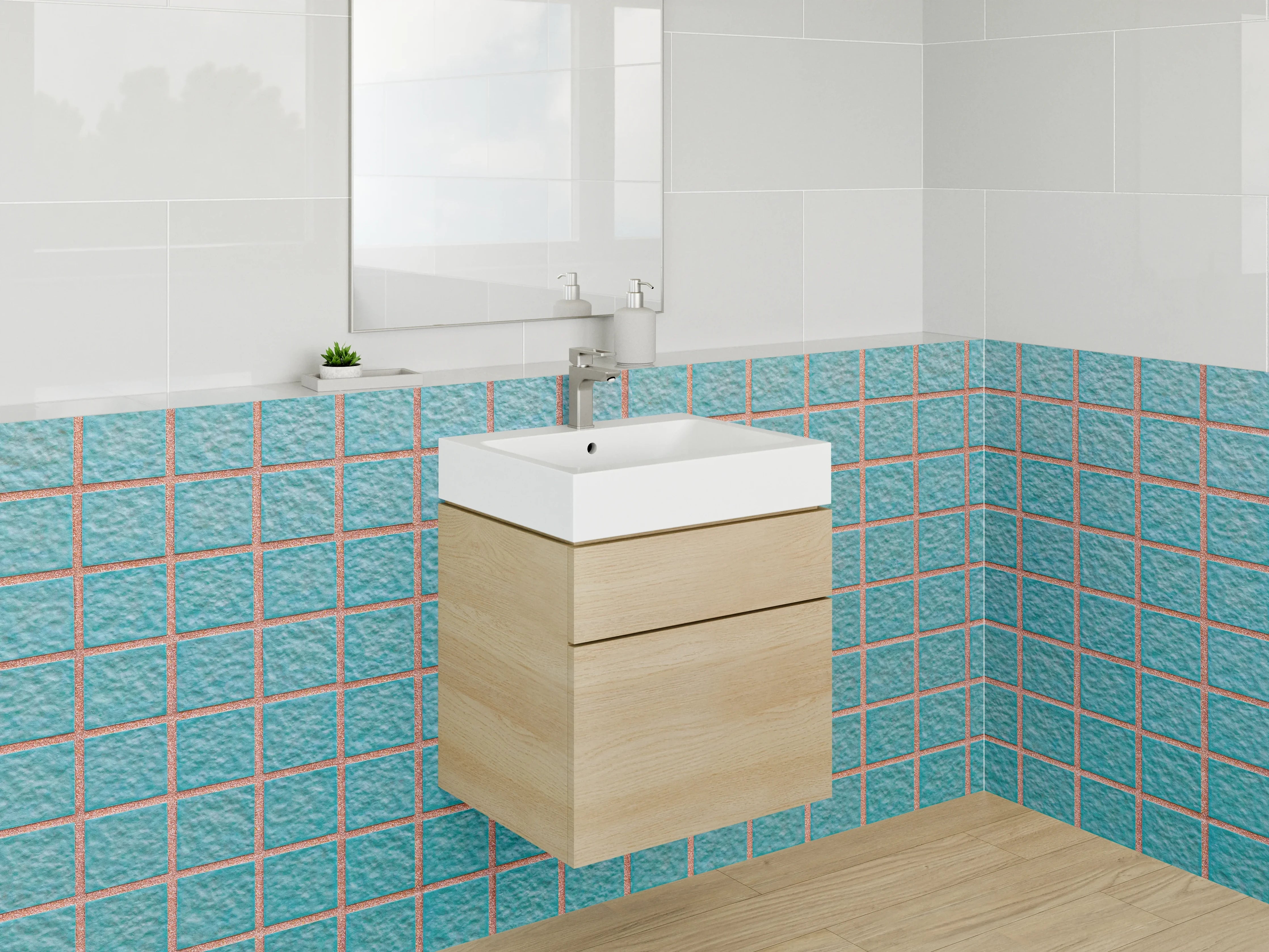 Waschbecken-Rückwand - Blaue Mosaikfliesen modern
