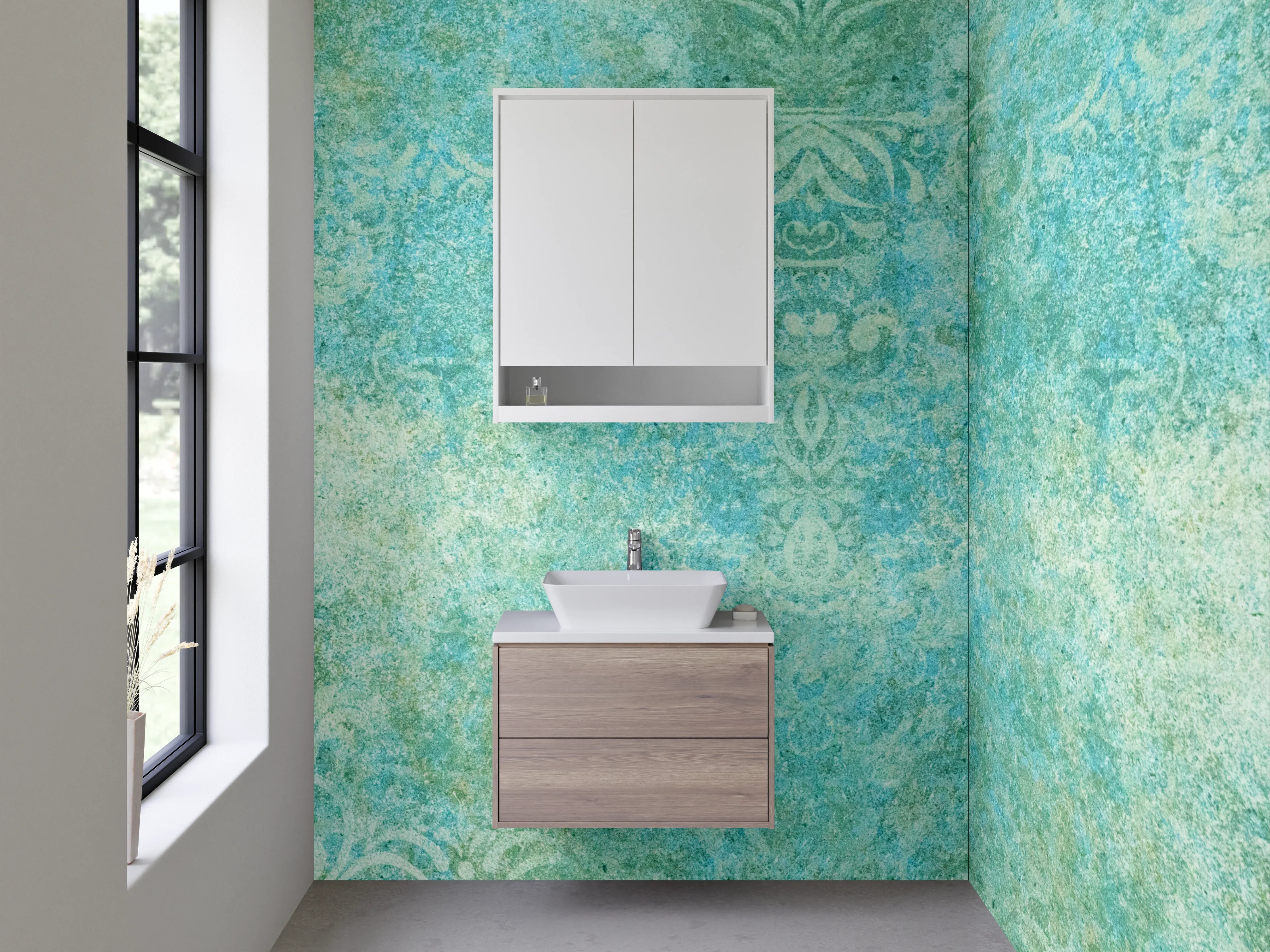 Waschbecken-Rückwand - Blaue Vintage-Textur mit Cracked-Effekt