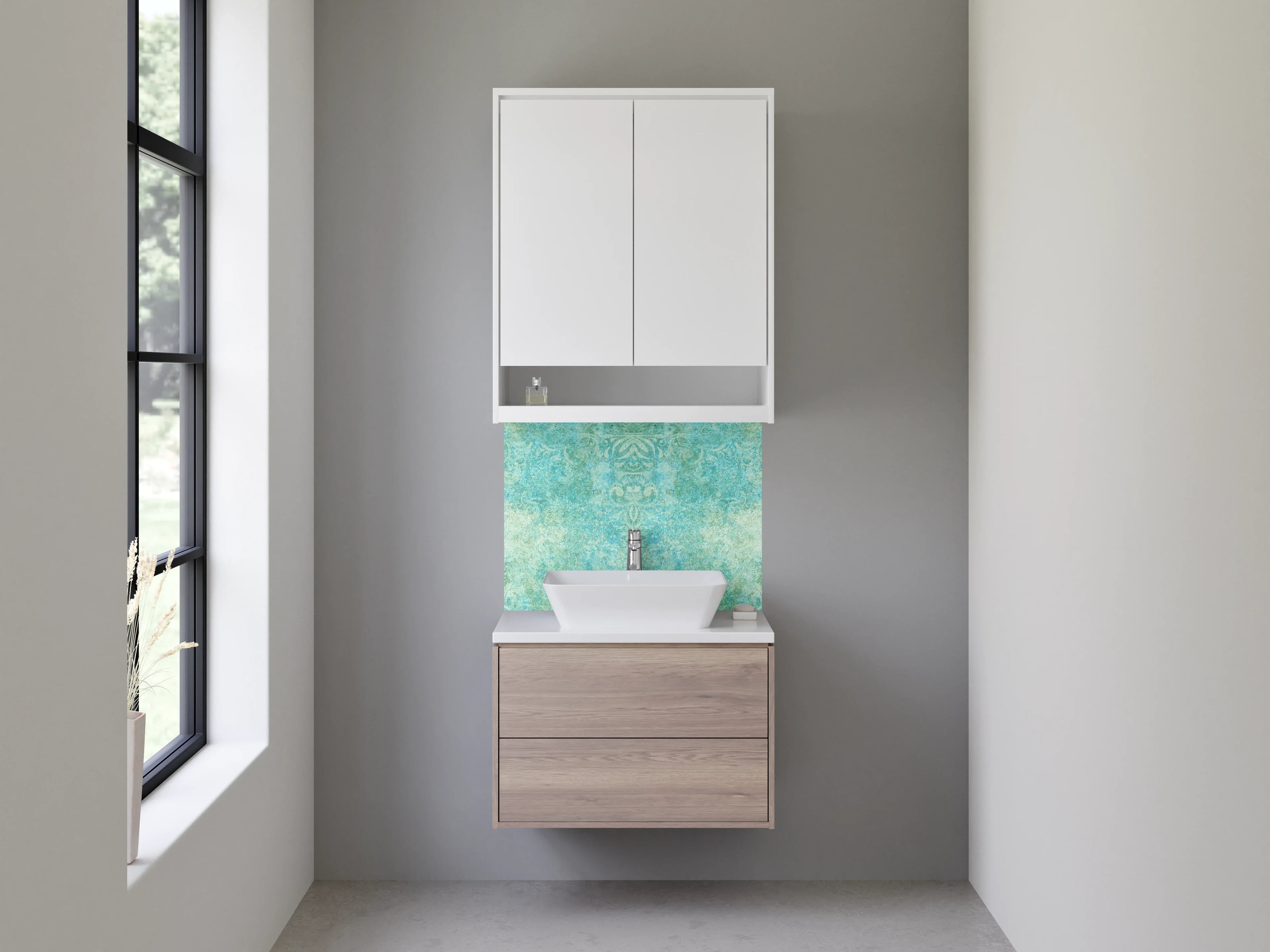 Waschbecken-Rückwand - Blaue Vintage-Textur mit Cracked-Effekt