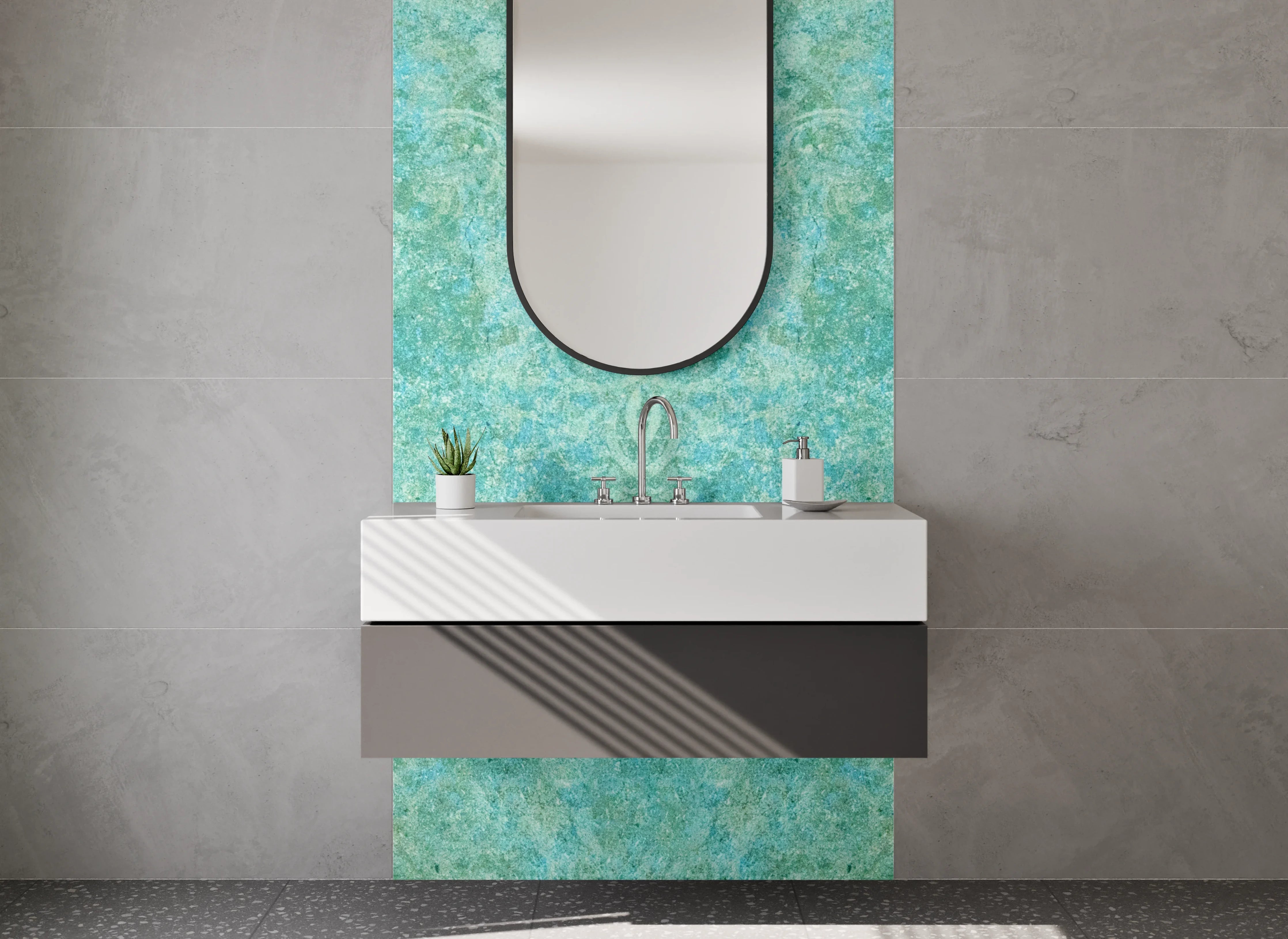 Waschbecken-Rückwand - Blaue Vintage-Textur mit Cracked-Effekt