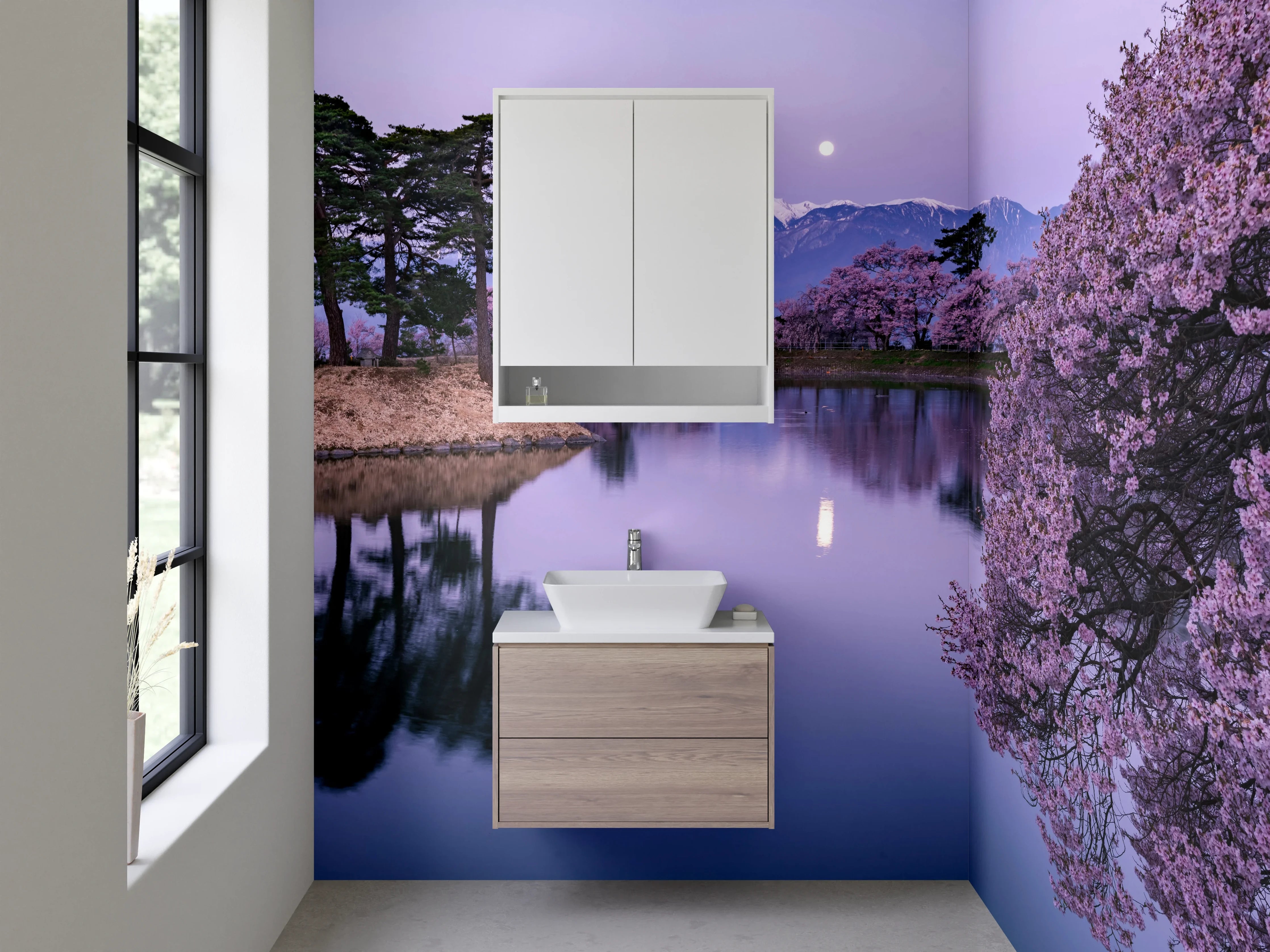 Waschbecken-Rückwand - Blaue Wasserlandschaft
