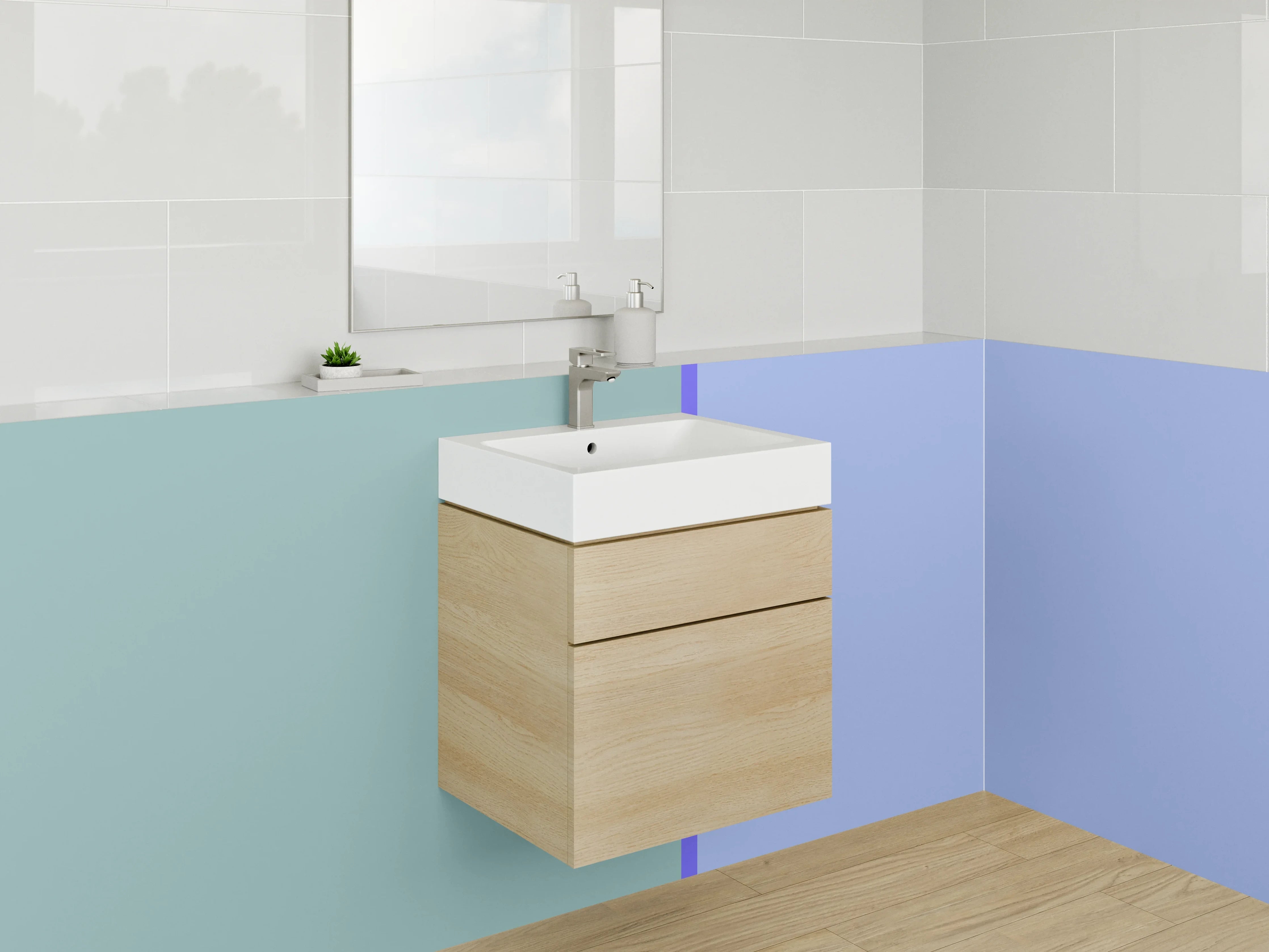 Waschbecken-Rückwand - Blaue und grüne Farbverläufe